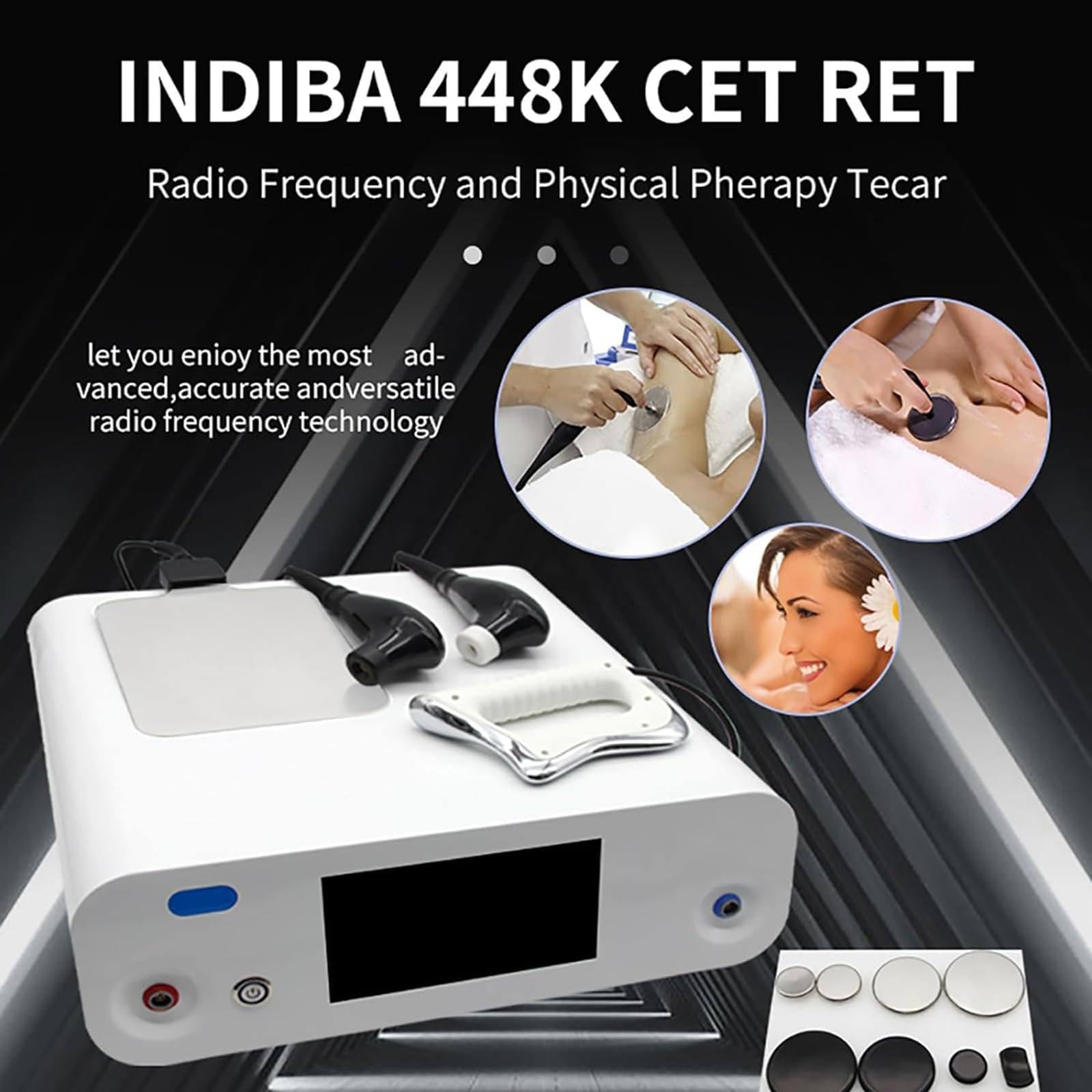 448KHZ Tecar Therapy Machine RES CET Monopole RF Energy Transfer Diatherapy Device do łagodzenia bólu mięśni, cellulitu, redukcji głębokiego