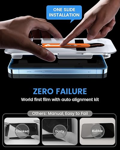 Miniatura 3 de Paquete de 42 Kit de alineación automática Protector de pantalla de privacidad compatible con iPhone 13 Pro de 61 pulgadas con protector de lente de