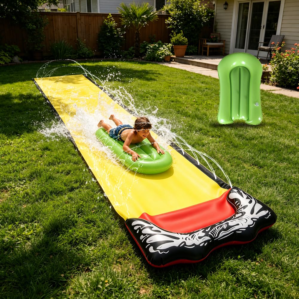 Toboggan à l'eau gazon pour rafraîchir les enfants et s'amuser avec 2 carrosseries