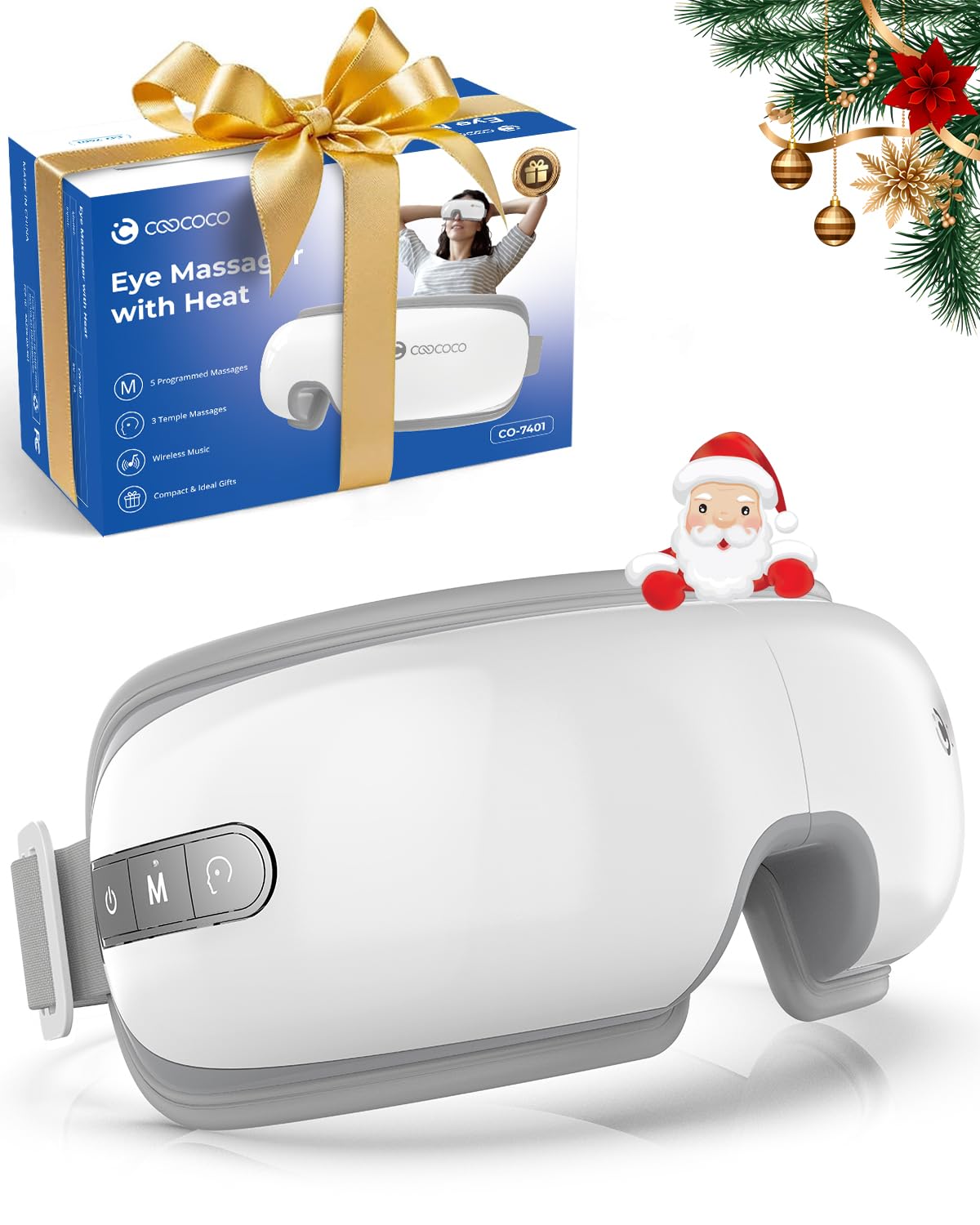 CooCoCo Eye Massager with Heat Relaxation Birthday Gifts for Mom Dad Women Men Her Him Heated Eye Mask
