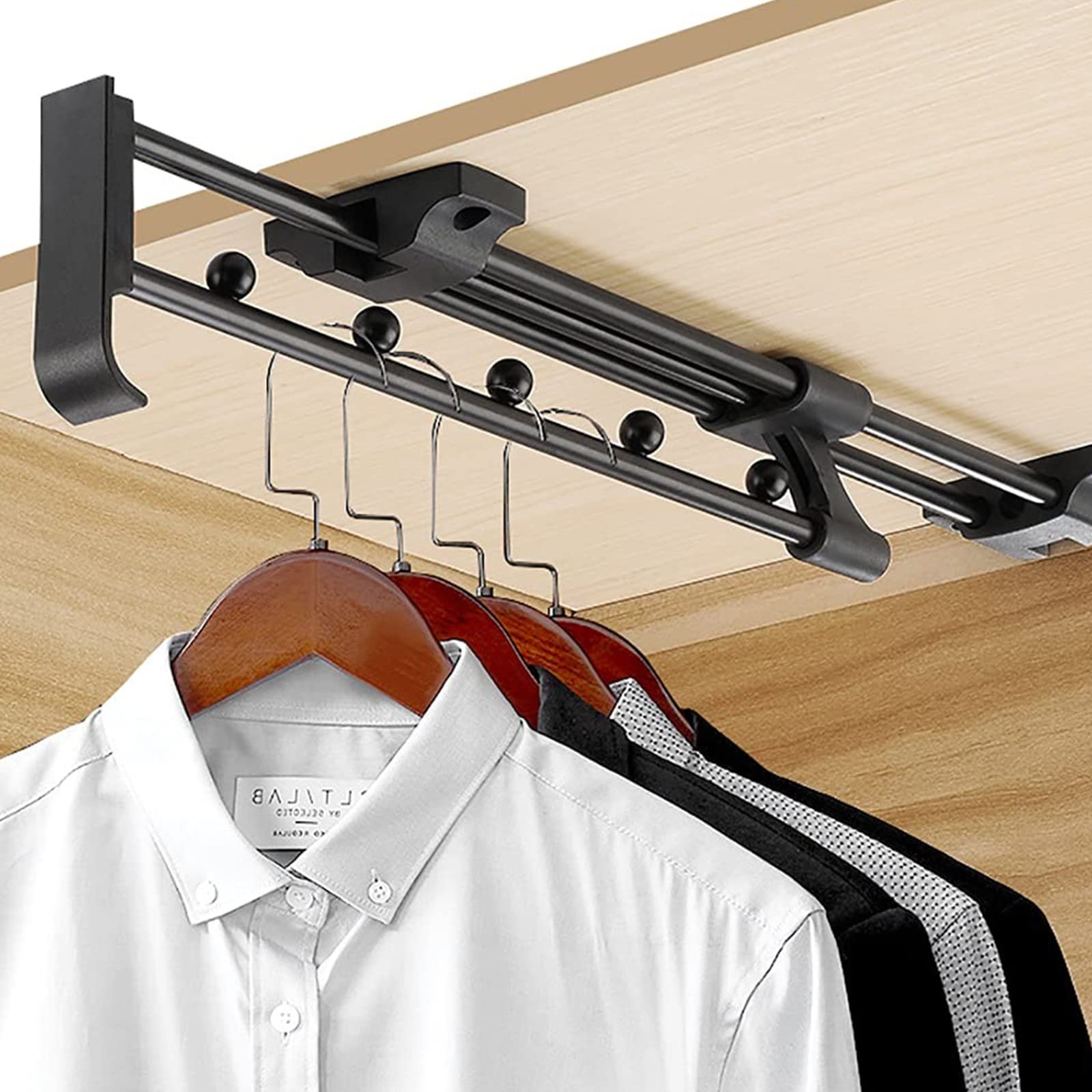 Tringle à vêtements réglable et coulissante en métal noir pour un gain de place optimal