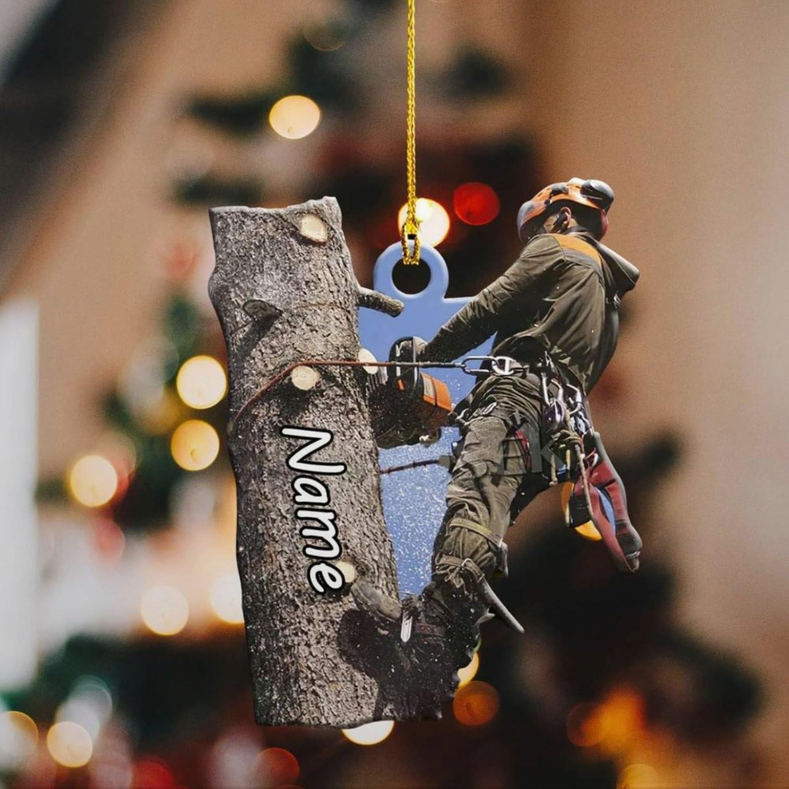 Luckluccy Personalized Arborist Ornaments,Arborist Ornament,Carpenter Ornaments Woodworking Woodworker Logger Lumberjacks Tree Climber Ornament(style 4)