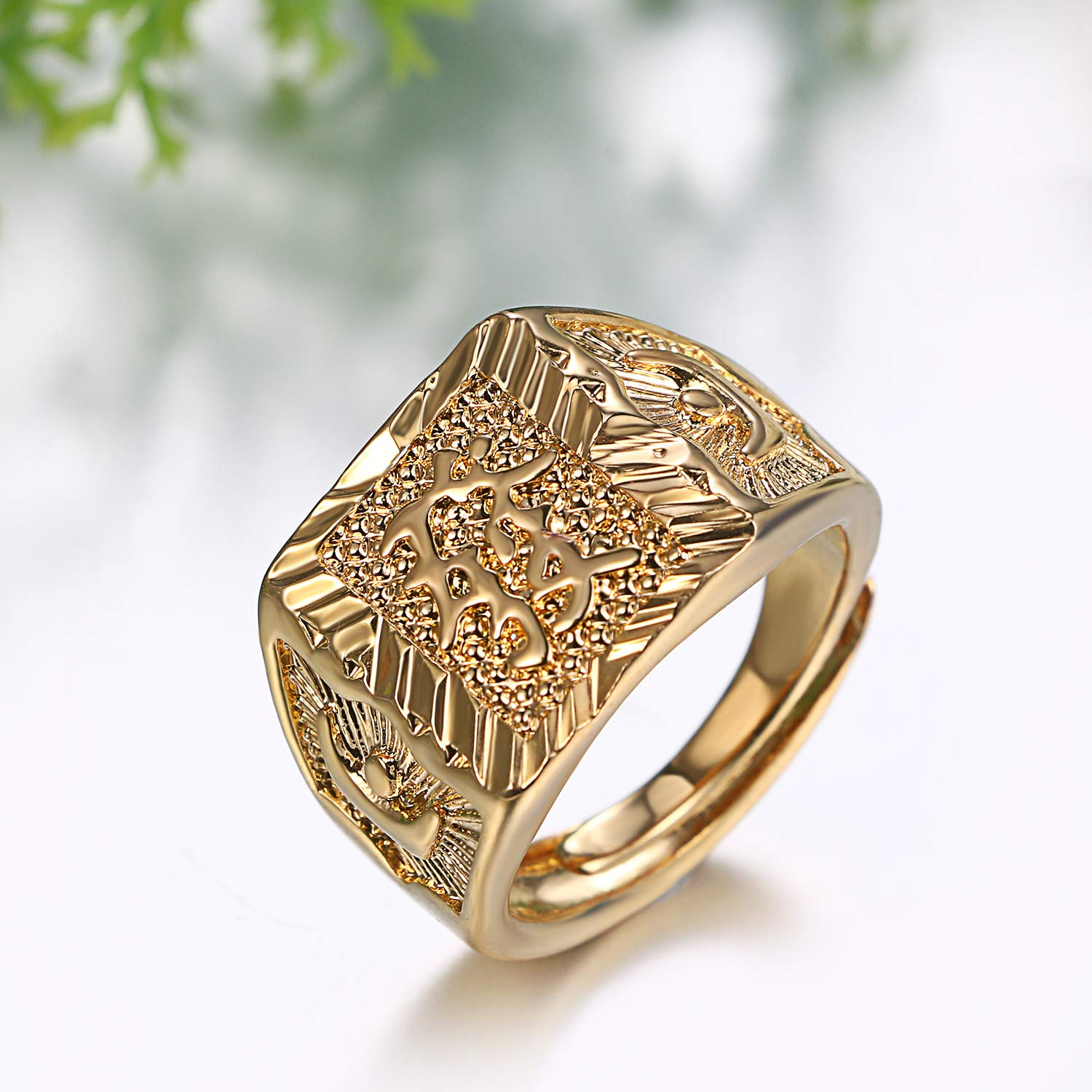 JewelryWe Biżuteria 3 szt. męski pierścionek pozłacany, królestwo/szczęście/bogactwo, obrączka, sygnet, regulowany rozmiar, stal szlachetna, Nie zawiera kamieni szlachetnych