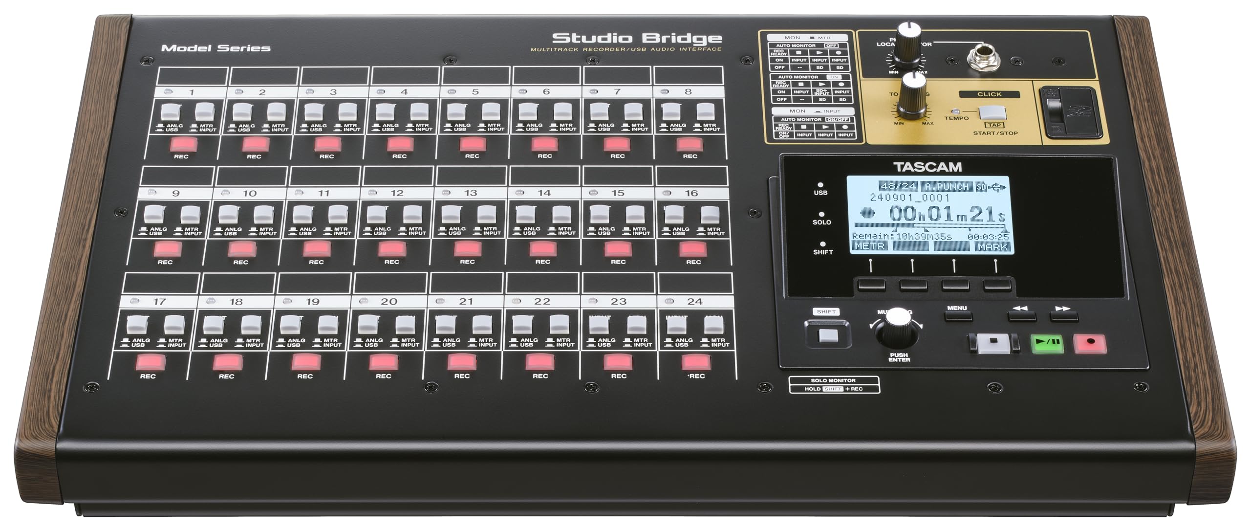 TASCAM Studio Bridge 24-Kanal Multi-Track-Recorder und USB-Audio-Interface mit MIDI — High-Fidelity, Aufnahme in Studioqualität