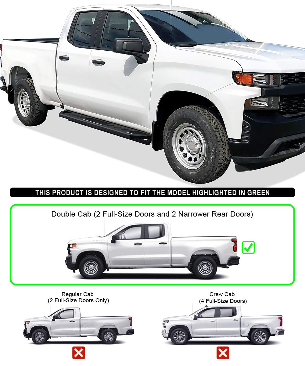 APS 6.5in Side Armor 304 Stainless Steel Running Boards Compatible with Silverado Sierra 1500 2019-2025 Extended Cab & 2500 3500 2020-2025 (Exclude 19 1500 LD)(Silverado 1500 LTD Sierra 1500 LD 2022)