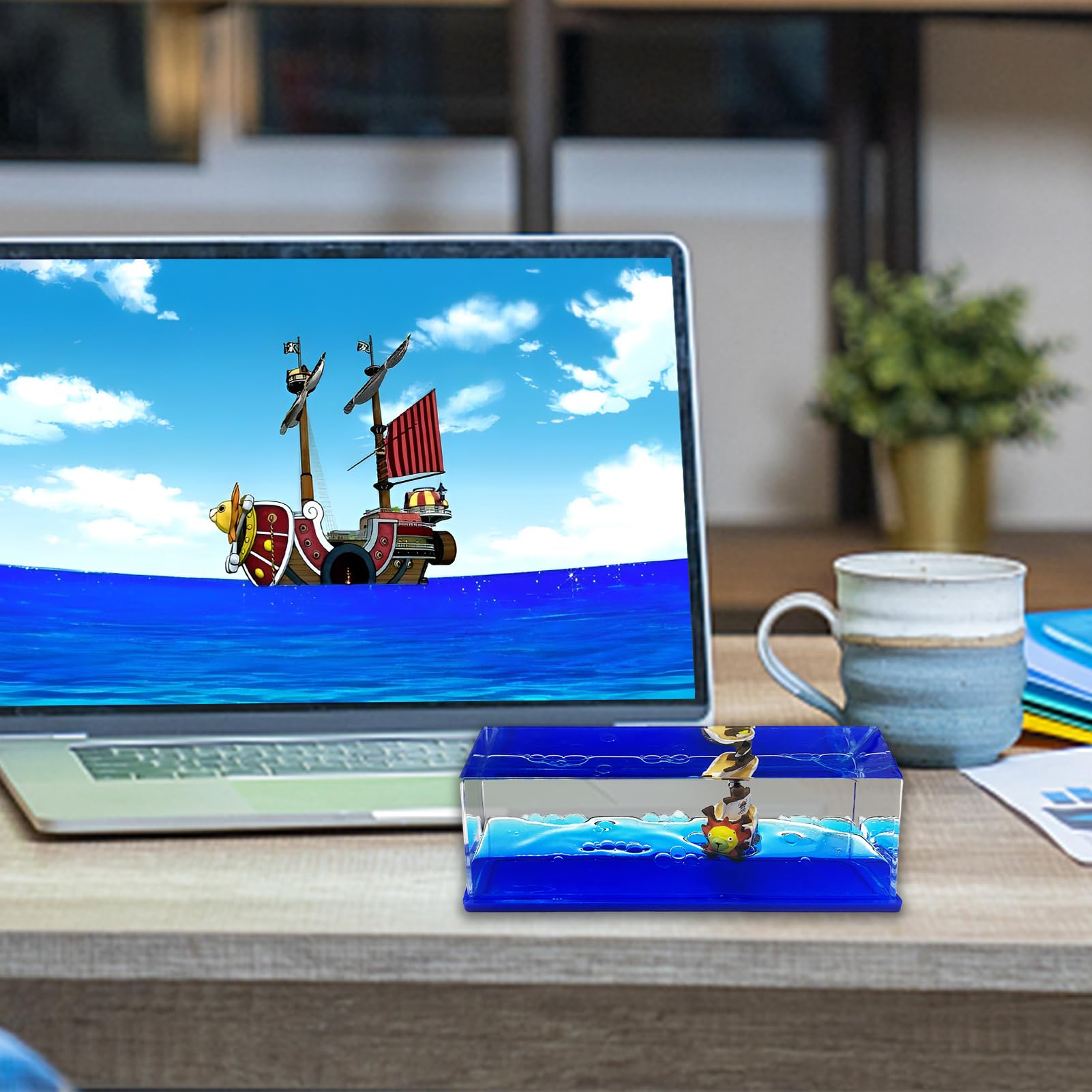 Byhsoep Nave Pirata in Bottiglia, Fluid Drift Flacone Thousand Sunny Cruise Ship Fluid Drift Bottle Scatola Pirate Ship Decoration Ein Nave per Casa Decorazione