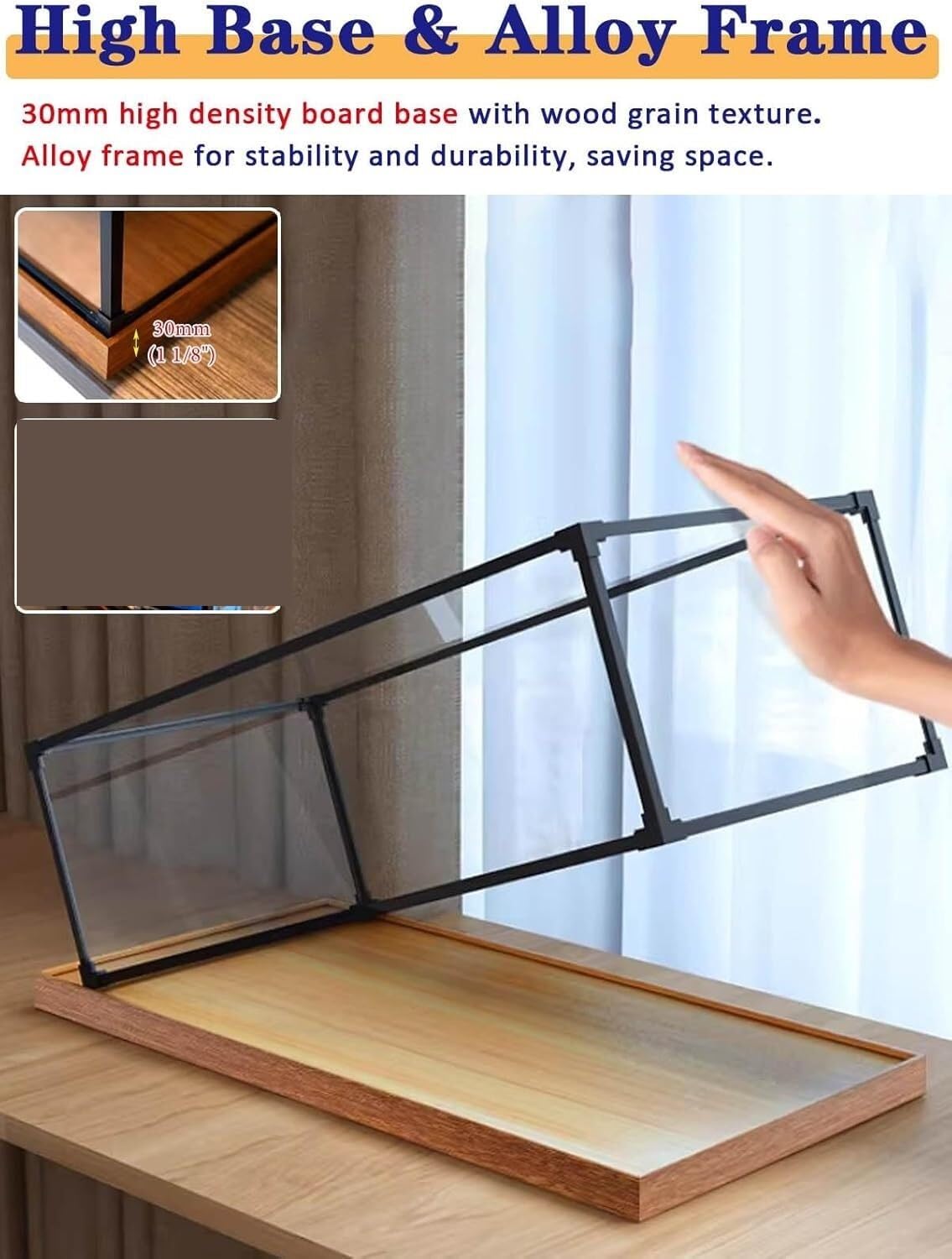 Vitrina transparente, Caja de almacenamiento exhibición acrílico con base madera varios tamaños(30x30x40cm(12"x12"x16"))
