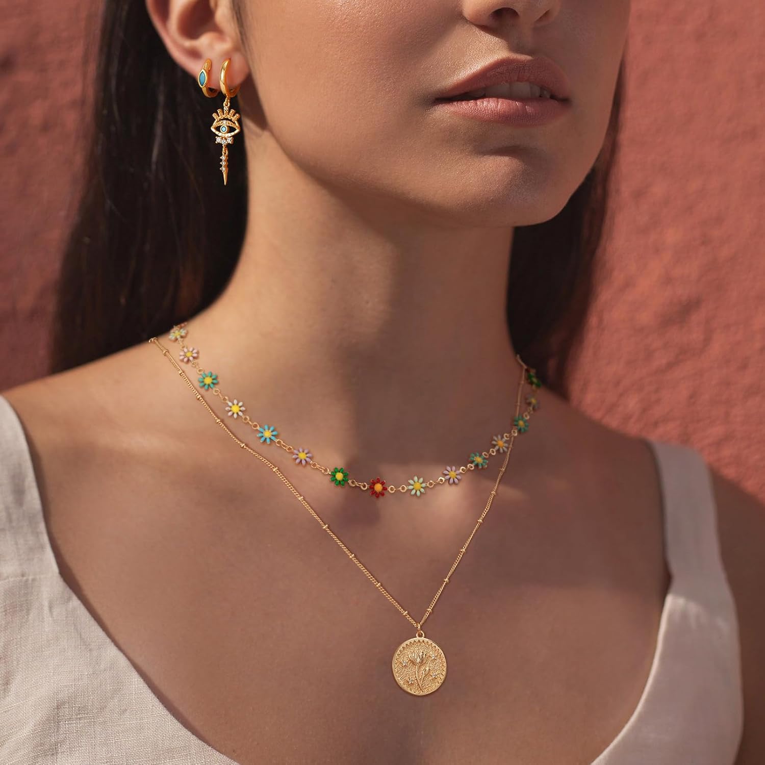 Dainty Chain Choker Necklace 18K Gold Plated Colorfull Link Chokers for Women Multicolor Necklaces Jewelry - Image 2