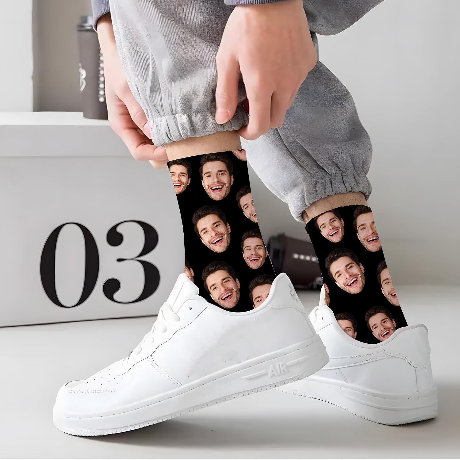Custom Socks With Photo Picture Personalized Funny Face Socks Customized Unisex Novelty Crew Sock Gifts For Women Men