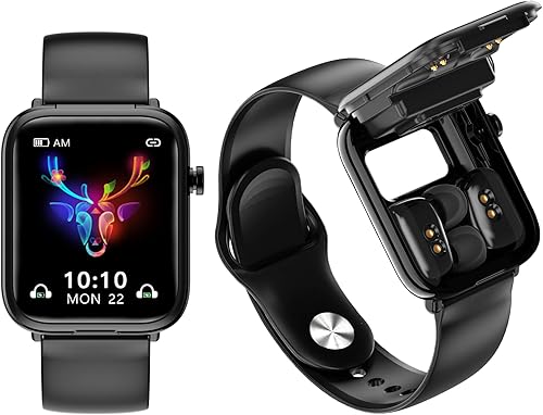 Vista 14 de N8 - Reloj inteligente 2 en 1 con audífonos, pulsera inteligente TWS, auriculares inalámbricos Bluetooth, combinación de llamadas Bluetooth