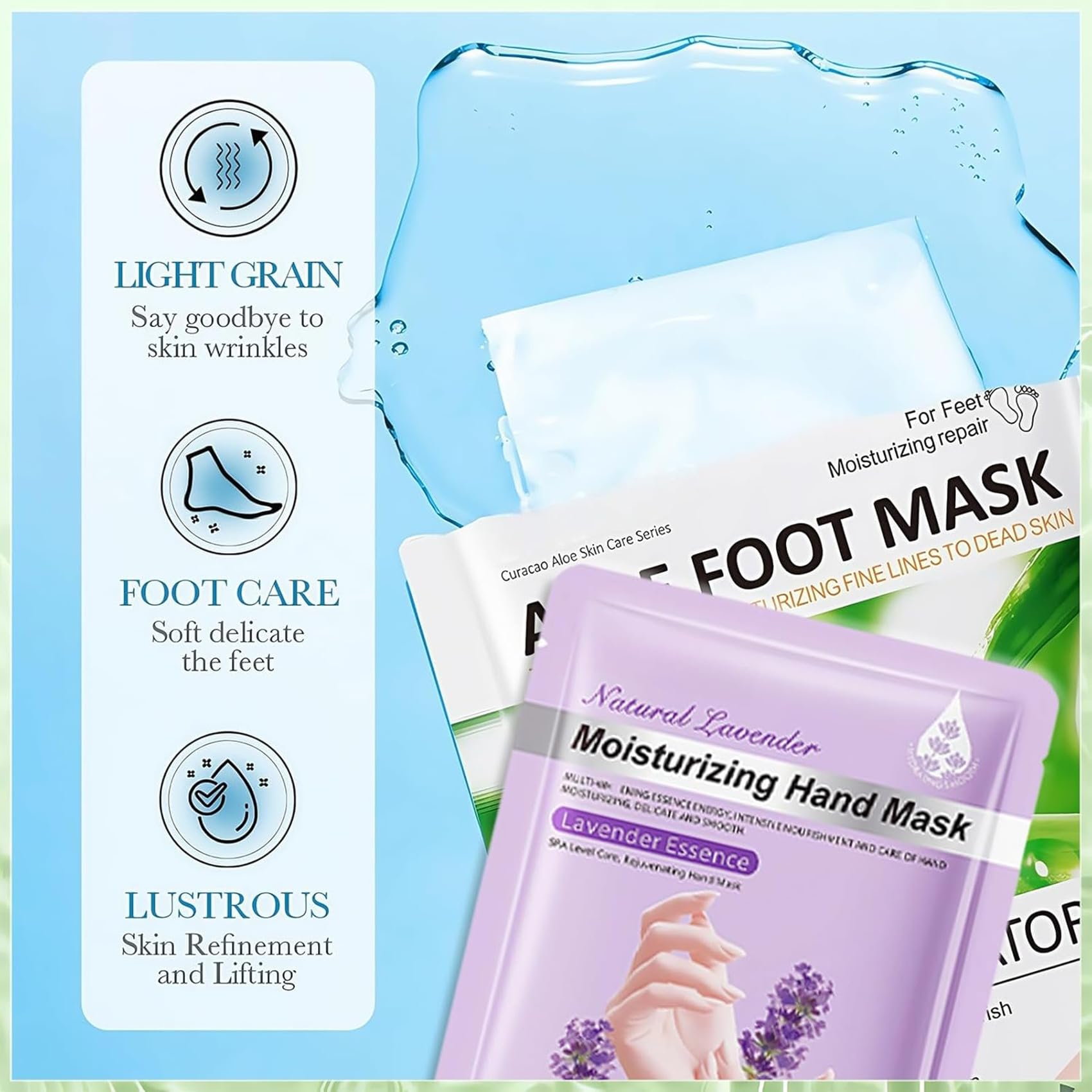 4 Paires Masque Pied Hydratant, Masque Pieds Exfoliant et Nourrissant, soin des pieds, pour Callosités, Crevasses et Pieds Secs et fendillés(2 paires Aloe vera + 2 paires Lavande)