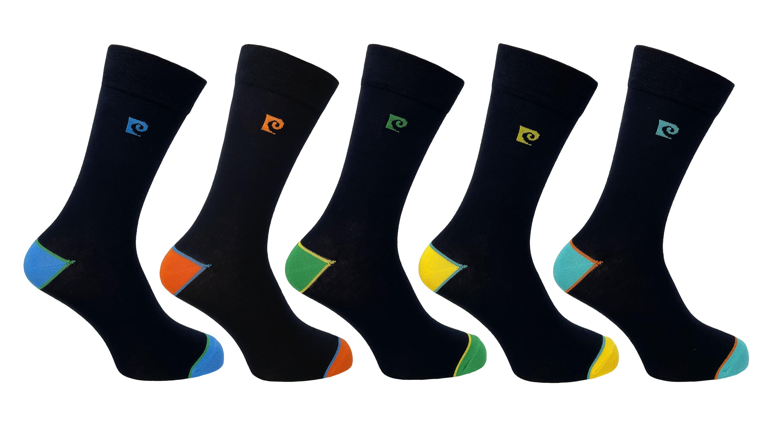Pierre Cardin Men's Bamboo socks | 5 Pairs | U.K. Size 7-11 | Men's work socks, Everyday socks, Socks for Men, Comfort socks (Standard, Multi Tipping Heel & Toe)