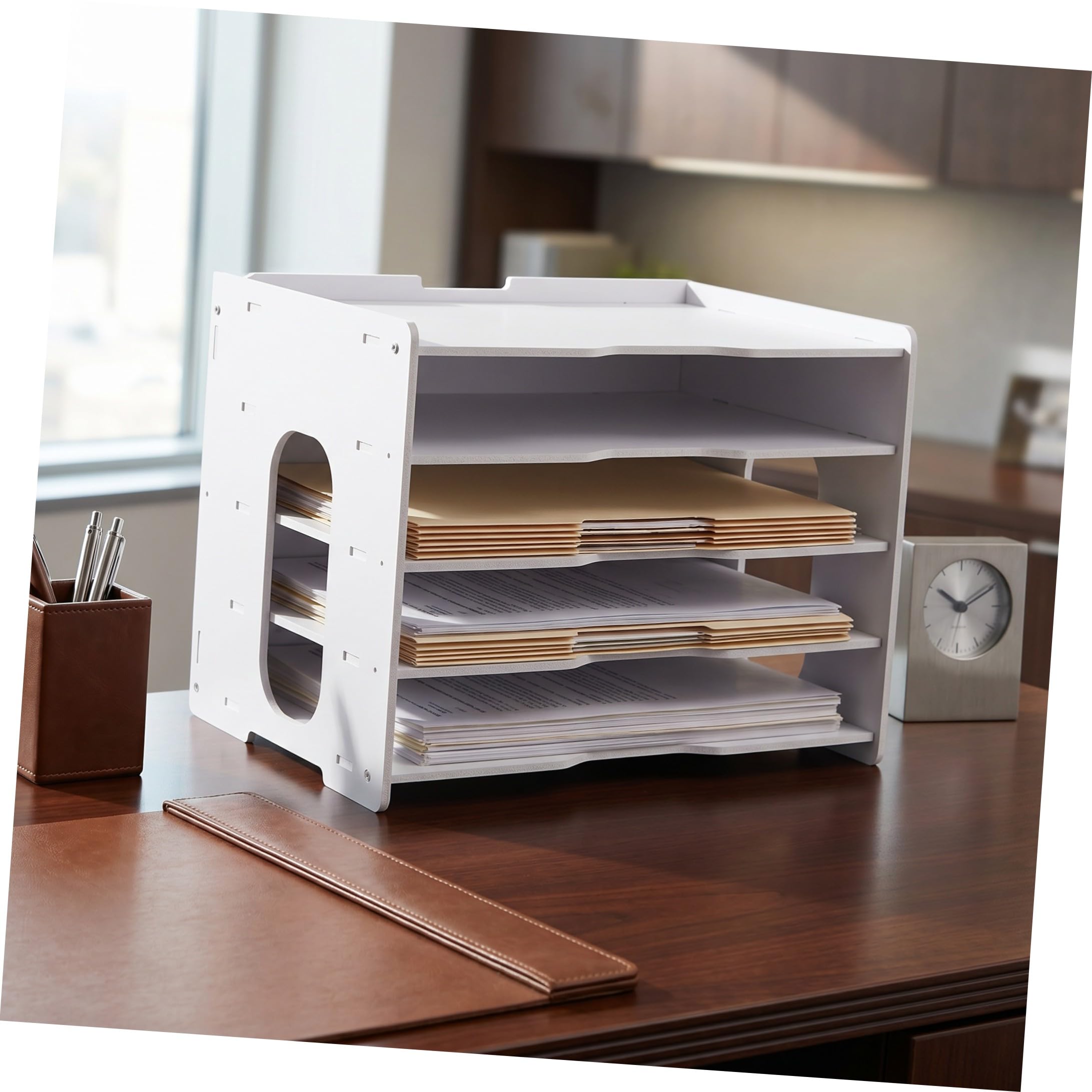 Healvian Organizador de Archivos de Oficina Blanco Diseño Multicapa