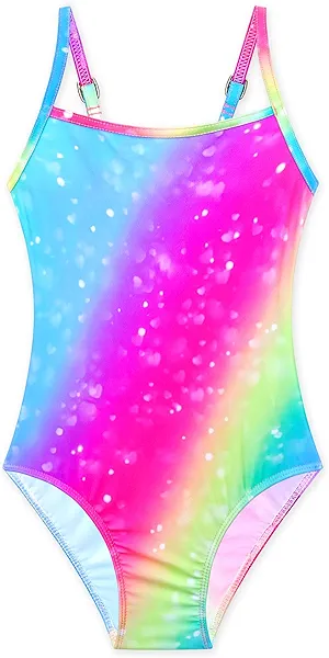 Gnainach Girls One Piece Swimsuits with Adjustable Straps Multicolor Bathing Suits Kids Beach Swimwear for 2-10 Years