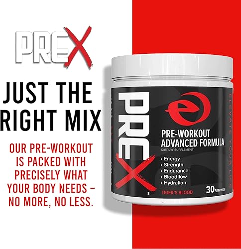 Miniatura 2 de Elevated PREX - Fórmula avanzada para antes del entrenamiento, energía, fuerza, resistencia, flujo sanguíneo, hidratación, suplemento en polvo para