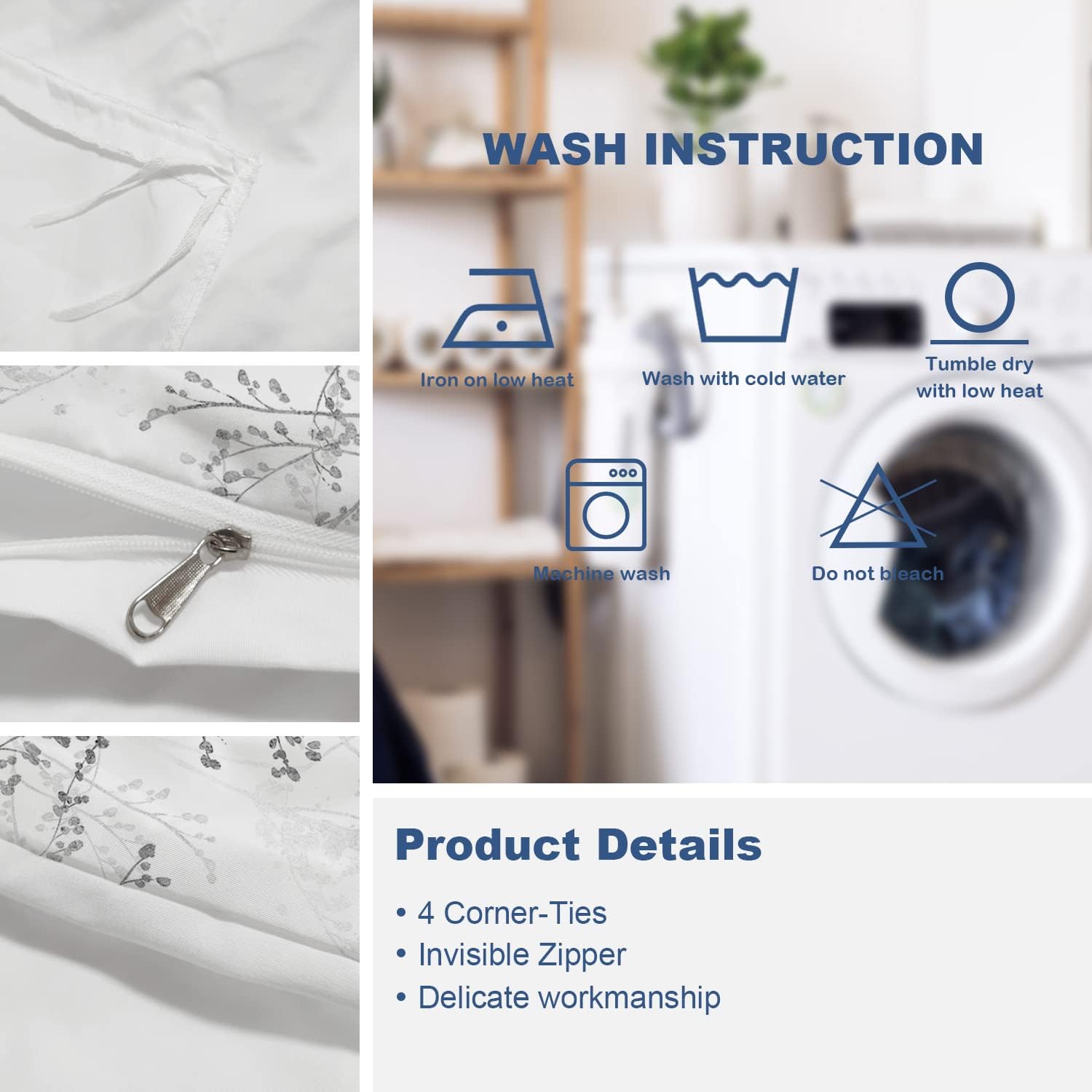 Batmerry Meticulous Painting Twin Size 3 pieces Bedding Comforter