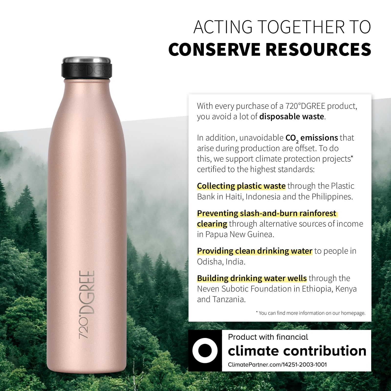 720°DGREE Botella Agua Acero Inoxidable “milkyBottle“ – 750ml - Sin BPA Free, Antigoteo y Prueba de Fugas - Frasco térmico, Cantimplora Aislada - Bebida con Gas, Deporte, Escuela, Gimnasio, Exteriore — view 4