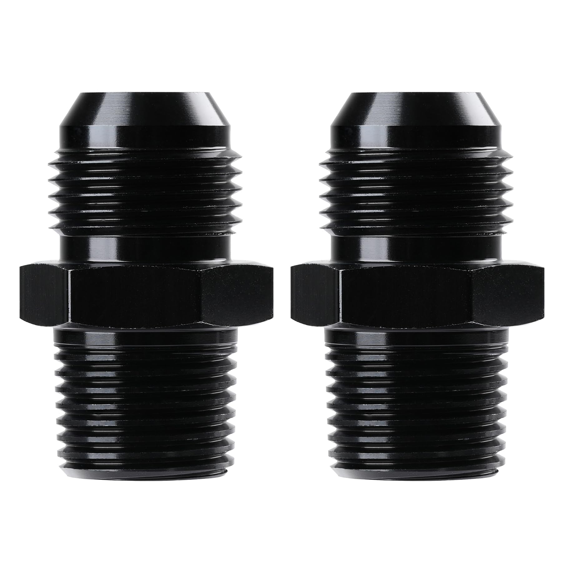 Ucreative 10AN Male Flare to 1/2" NPT Pipe Fitting Adapter Aluminum Straight Black 2Pcs