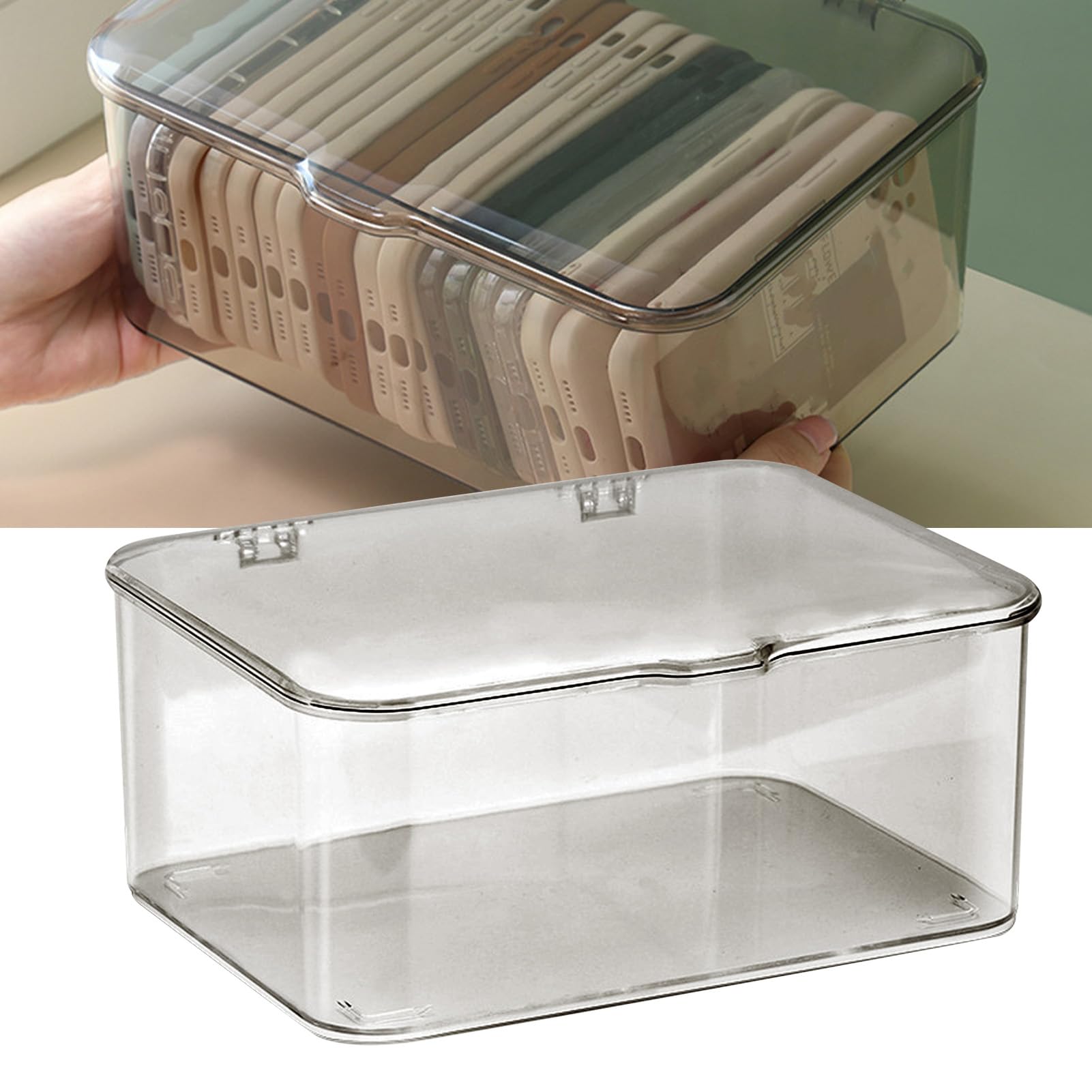 Fabater Caja de Almacenamiento para Funda de Teléfono, Organizador de Escritorio de Plástico a Prueba de Polvo, Resistente Al Desgaste, Gran Capacidad para Maquillaje para Aprendizaje