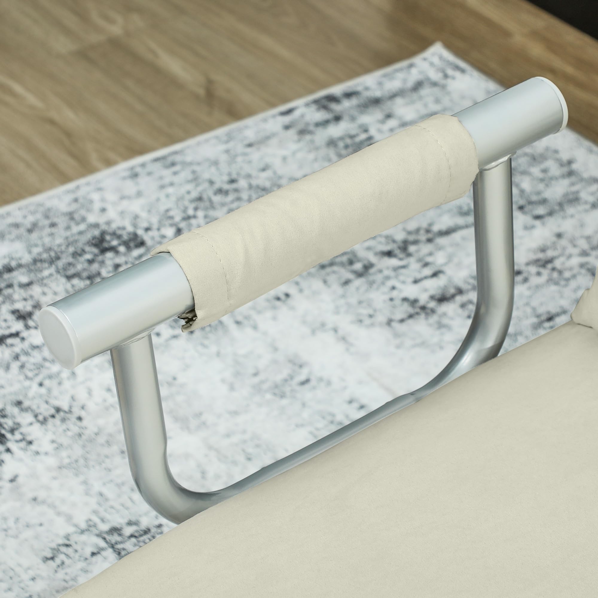HOMCOM Sofá Cama de 2 Plazas 3 en 1 Sofá Cama Plegable Tapizado en Ante Sintético con Respaldo Ajustable de 5 Niveles y 2 Almohadas Acolchadas para Oficina Dormitorio Salón 111x80x78 cm Crema
