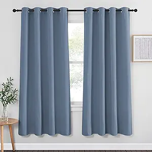 NICETOWN Stone Blue Blackout Curtain for Bedroom - Window Treatment Energy Saving Thermal Insulated Room Darkening Solid Grommet Blackout Drape for Living Room, 1 Panel, W52 x L72
