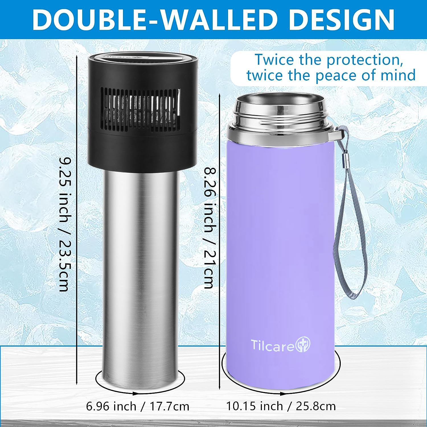 Estuche de Insulin con Enfriador Eléctrico, Cargador USB y Biogel de Tilcare - Horas Ilimitadas, Botella Reutilizable - Estuche de gran Aprobado por la TSA - Para hasta 6 Plumas - Lavanda