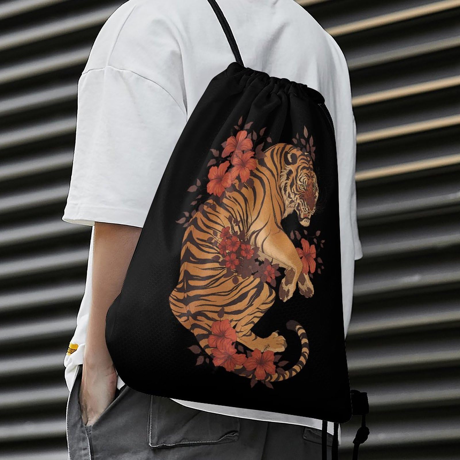 Amazon.co.jp: ジムサック タイガー 虎 花 トラ とら スポーツバッグ
