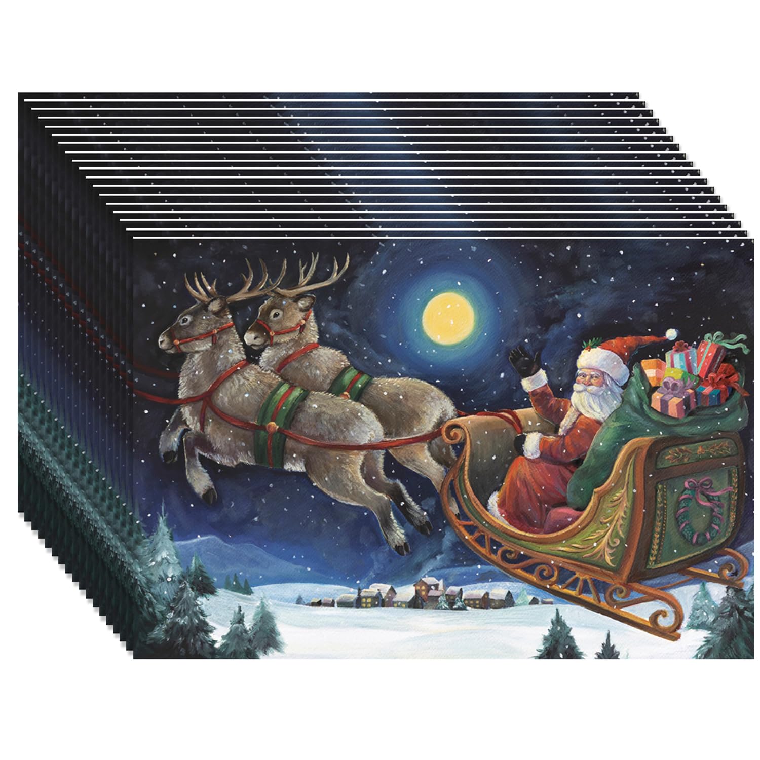 Sets de table de Noël en papier carrés jetables pour décoration de table de fête