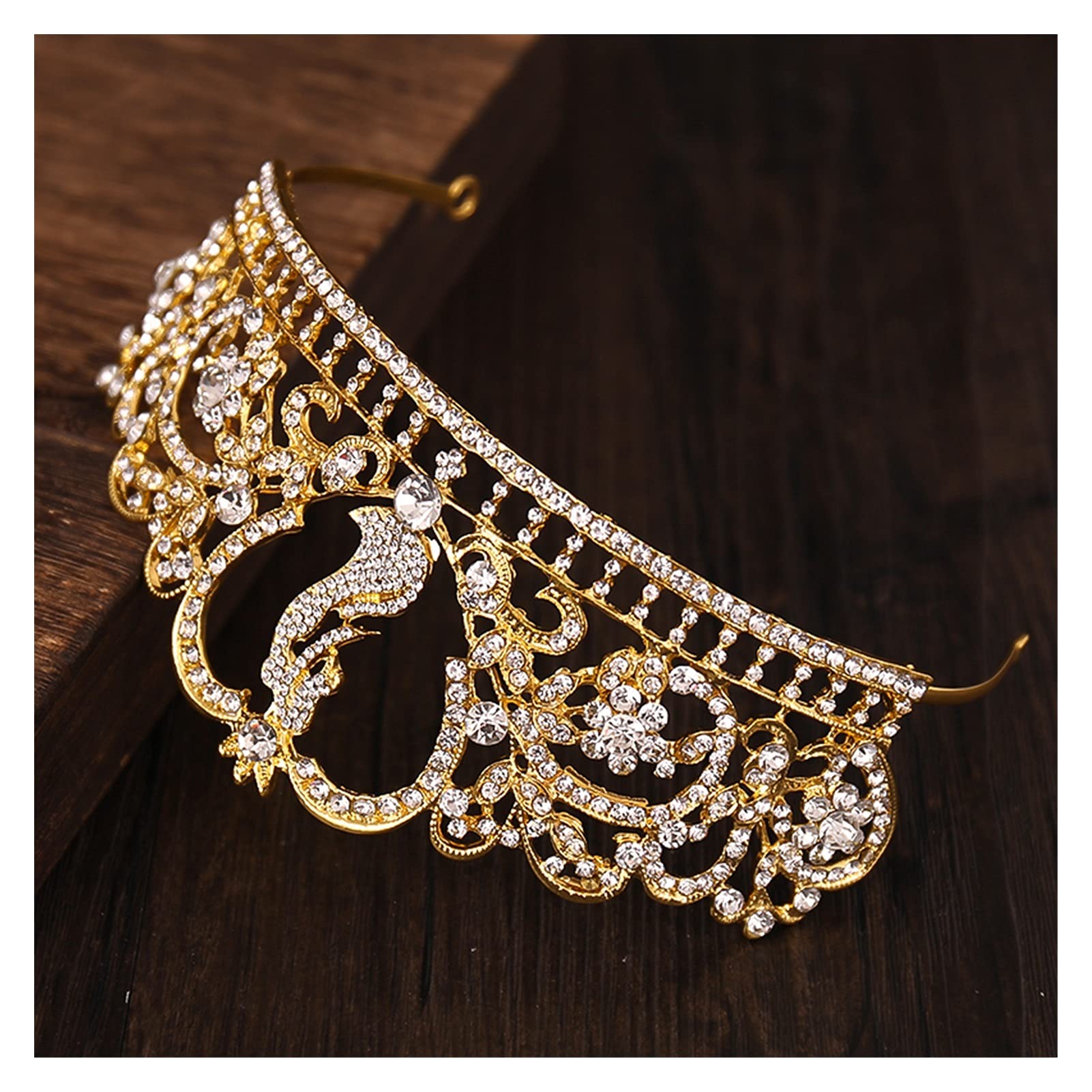 Lot De 2 Couronnes Dorées Avec Strass - Diadème Princesse Pour Cheveux, Fête, Mariage, Noël Diadèmes Princesse Pour Cheveux