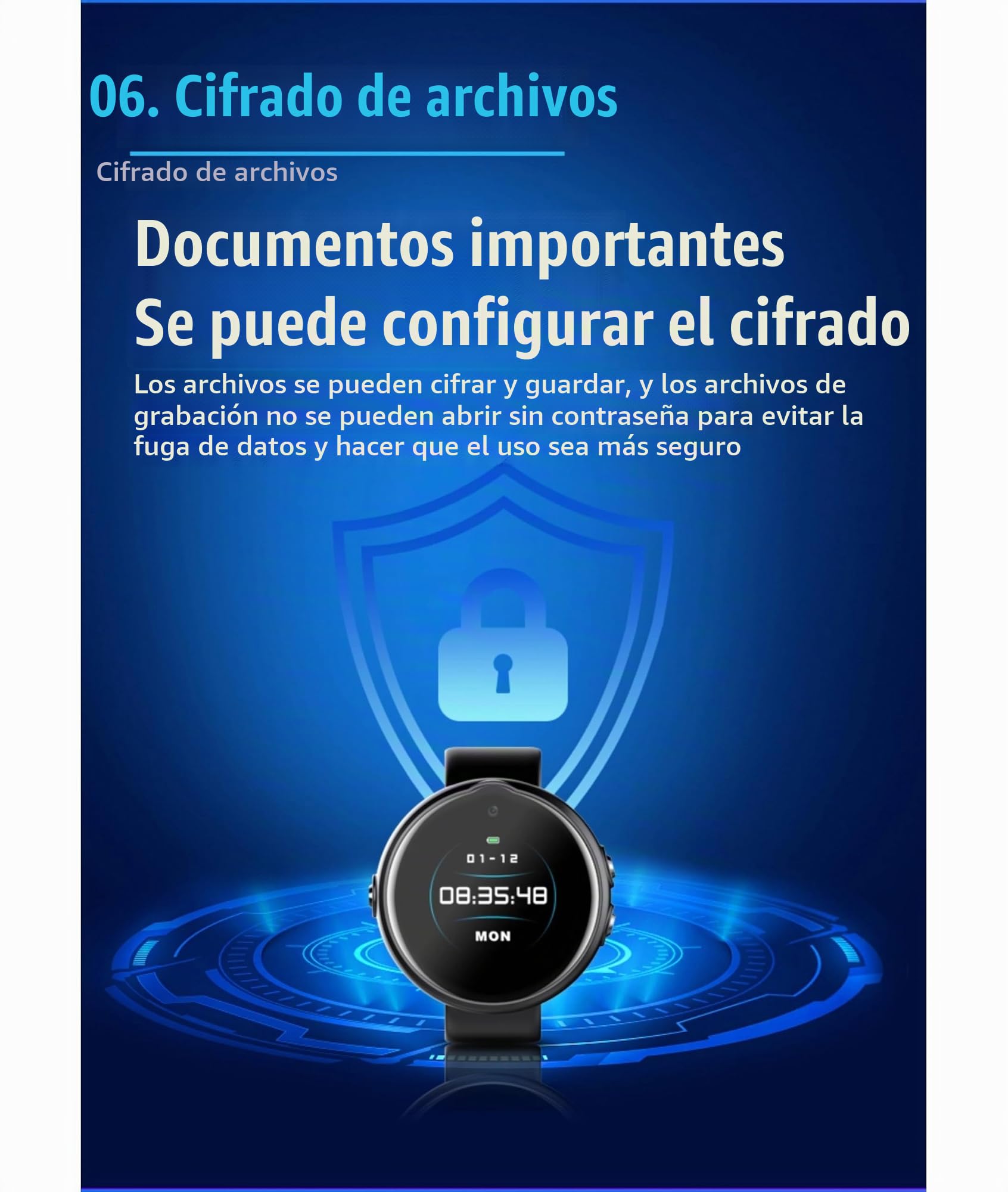 Pulsera con Cámara Espía, Reloj Grabador Digital Activado por Voz con Reducción de Ruido, Dispositivo Inteligente de Grabación de Sonido HD con IA Pulsera Grabadora de Video, (12)