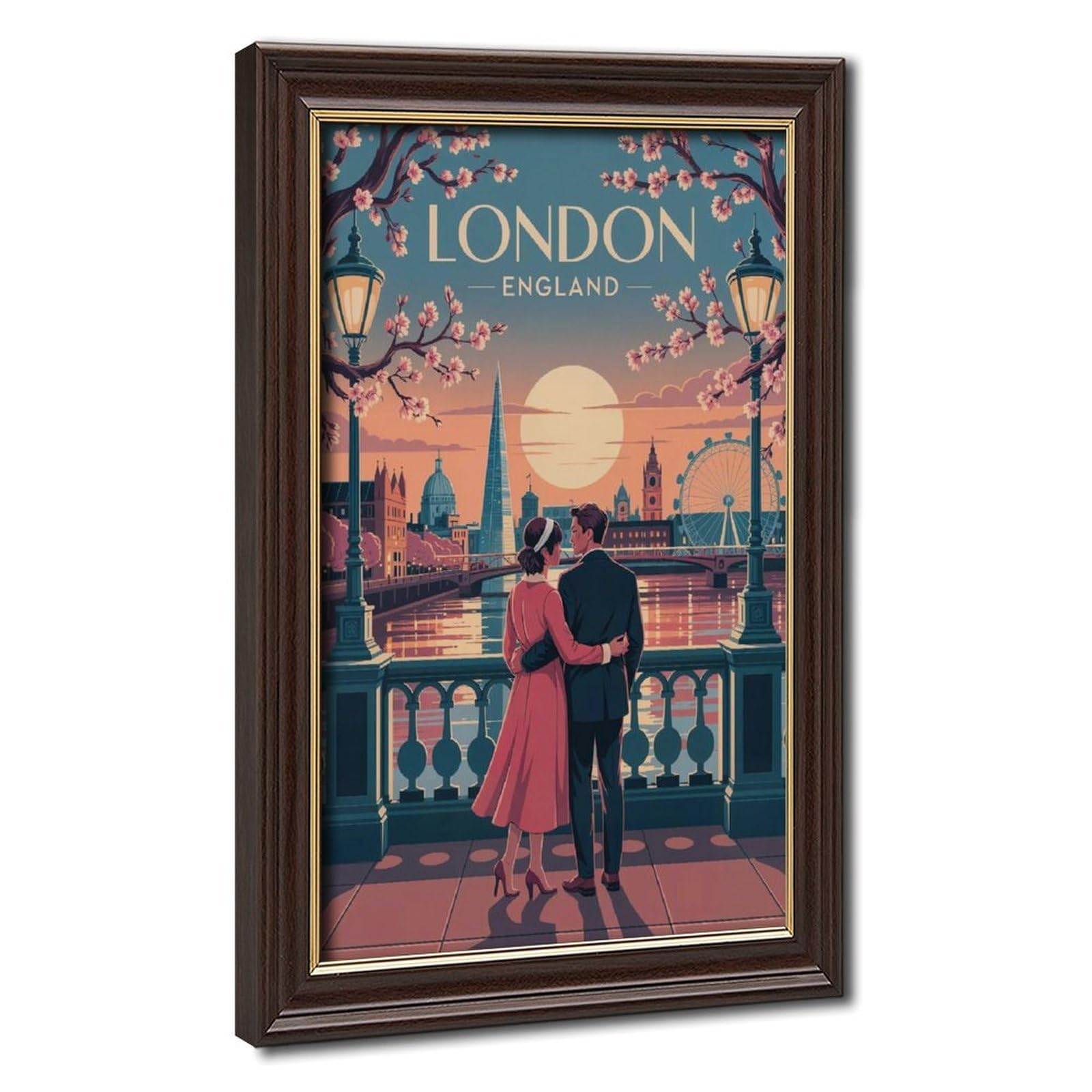 Bareronor Mokume Gane Frame-Style London Canvas Poster For Office Decor Gift