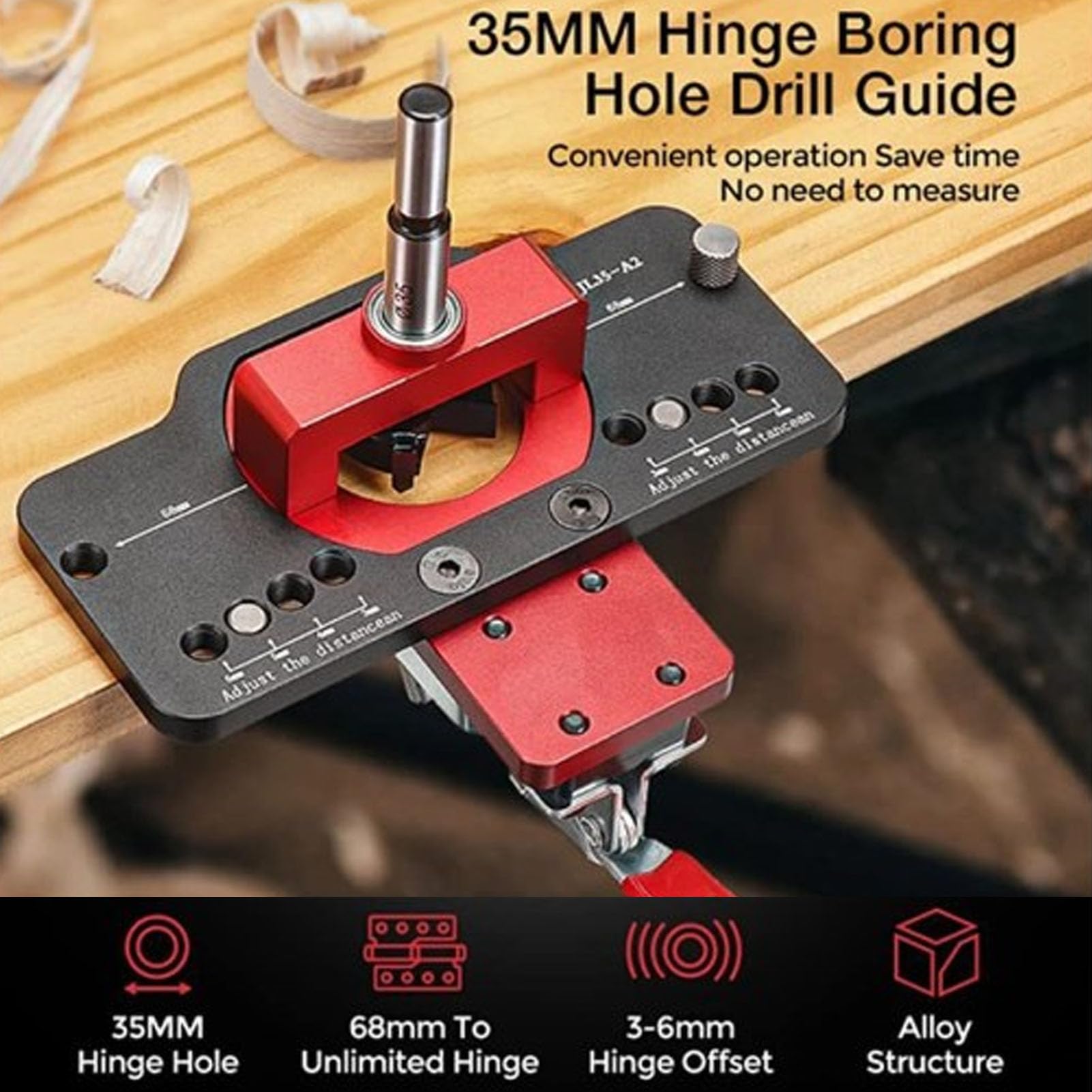 35 Concealed Door Hinge Jig, Aluinu Alloy Hinge Jig Drilling Hole
