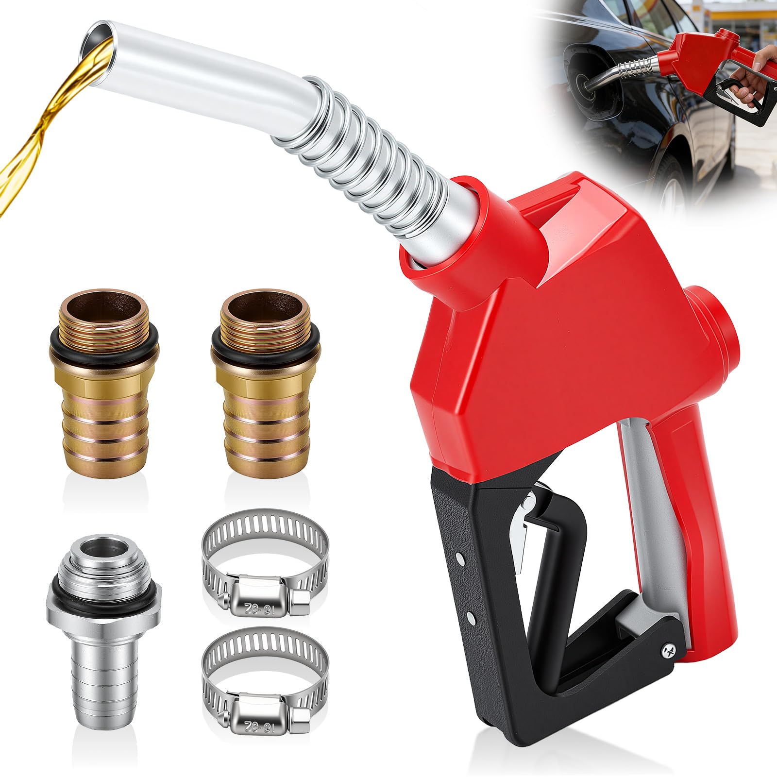 Pistola de Combustible diésel automática, Boquilla de Combustible con Entrada NPT de 3/4" para gasóleo de calefacción y diésel Bomba de diésel autocebante con 3 ajustes de caudal