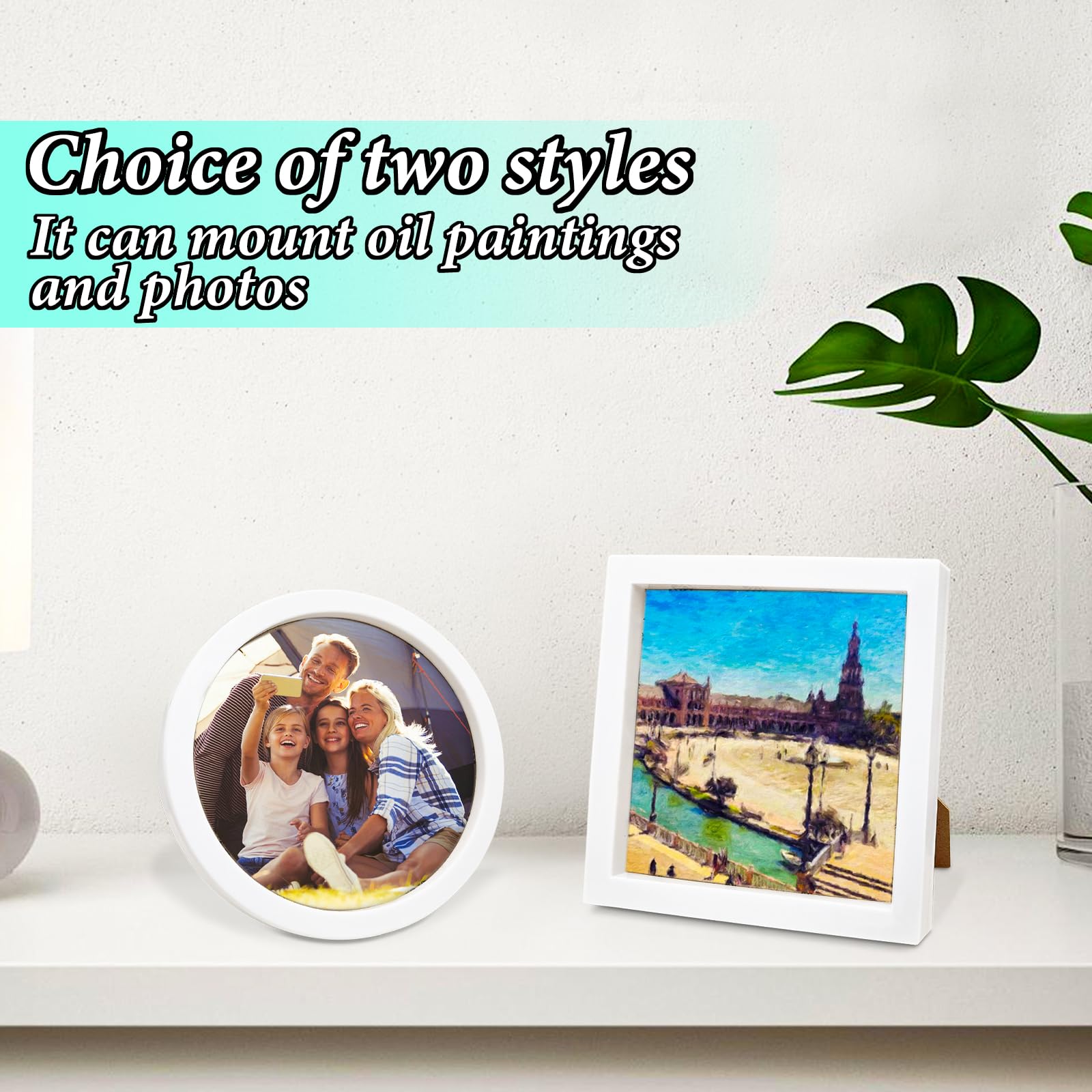 FuninCrea Picture Frames Small Photo Frame Square Poster Frame 7 Inch Wooden White Photo Frame with Stand for Decorative Photography Works Art Painting - Image 4
