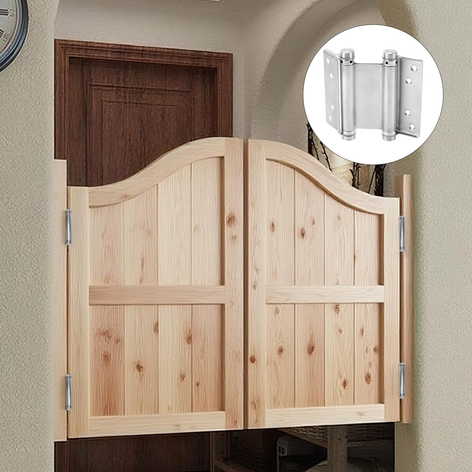 4 Pezzi Cerniere Doppia Azione 10 cm in Acciaio Inox 201, con 64 Viti e Barra, per Porte Armadi e Mobili in Legno