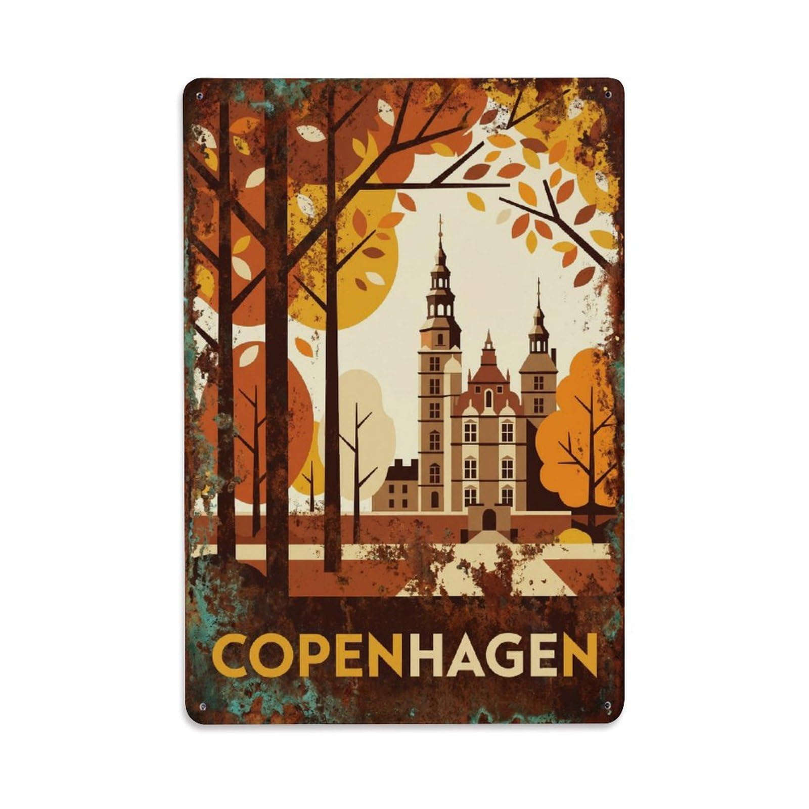Este 8X12inch Style Vintage Travel Copenhagen Denmark Remarkable Metal Tin Sign
