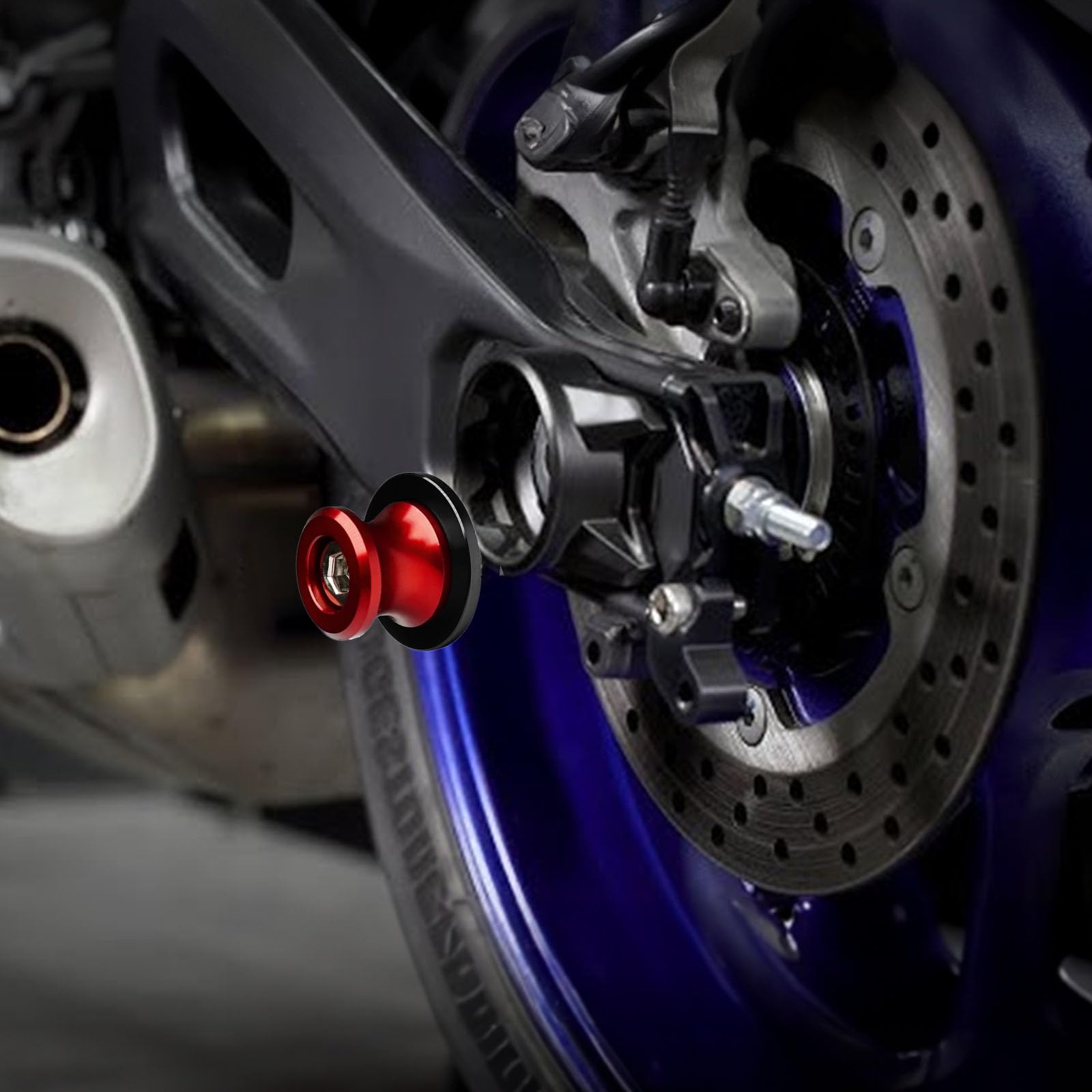 4 Piezas M10 eupdd Diábolos para Moto: 10mm Rojo Caballetes Traseros de Moto Aluminio CNC, Carretes de Brazo Oscilante, Brazo Oscilante Motocicleta, Motocicleta CNC Soporte trasero, Diábolos Moto