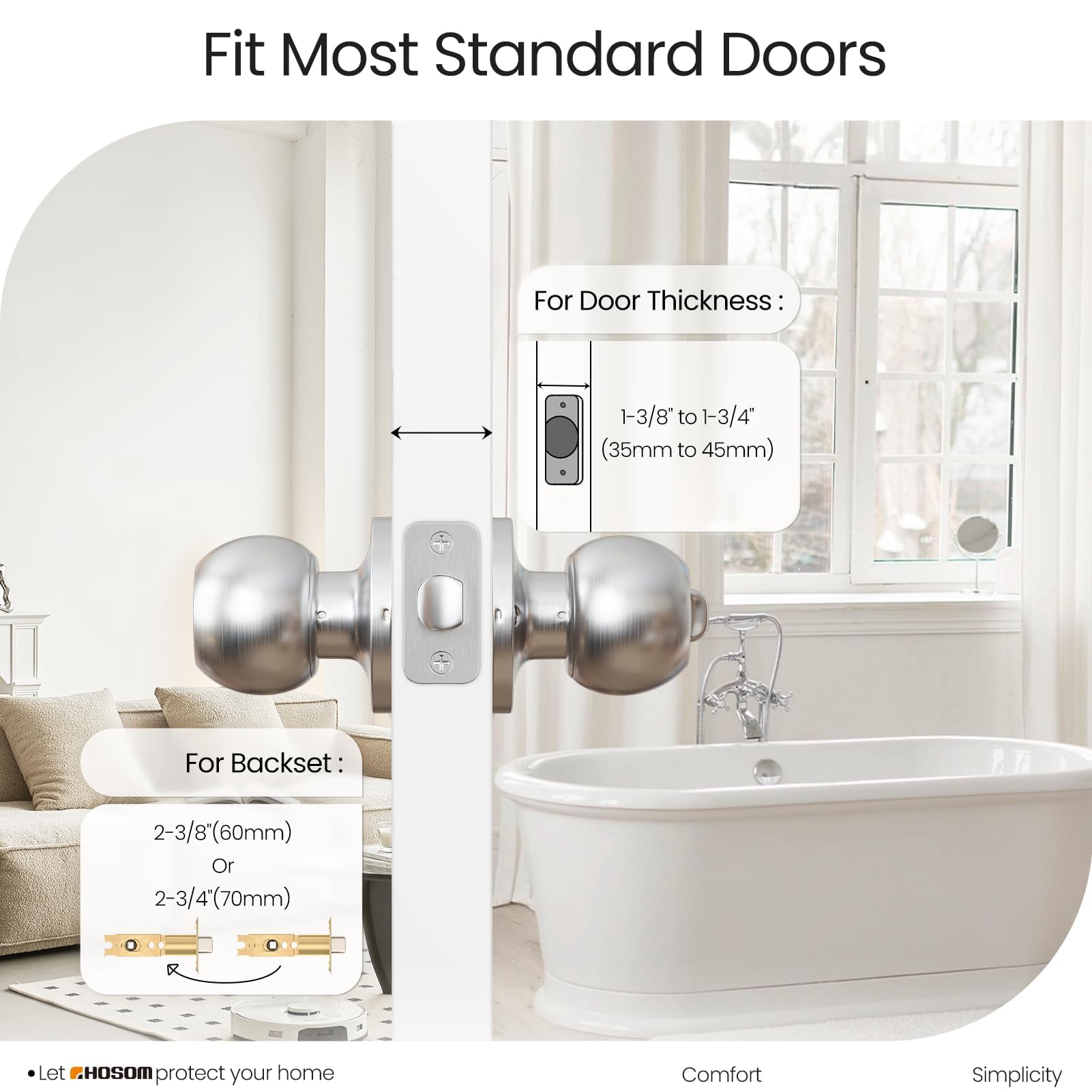 Privacy Door Knobs with Lock - 2 Pack Satin Nickel -2 Privacy Door Knobs with Lock - 2 Pack Satin Nickel -2