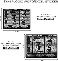 Vista 6 de SYNERLOGIC Guía de referencia rápida para Windows + Word/Excel (para Windows) Adhesivos de acceso directo de teclado, vinilo sin residuos Negro