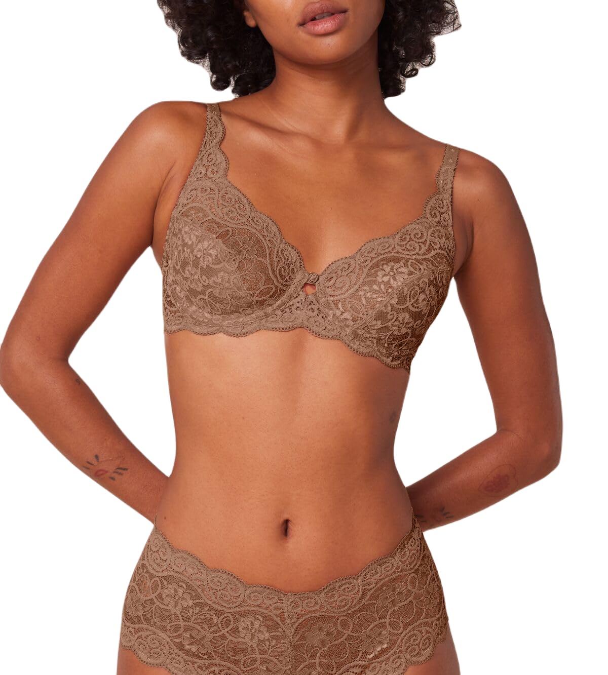 Triumph Womens Amourette 300 High Apex Bra - Brown Polyamide - Size 42B