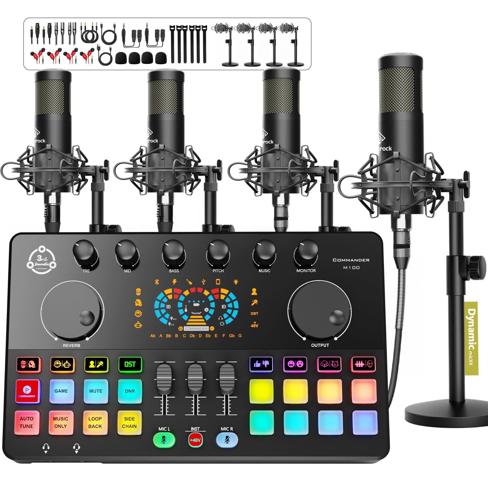 Amazon.com: Podcast Equipment Bundle for 4, Audio Interface with 4