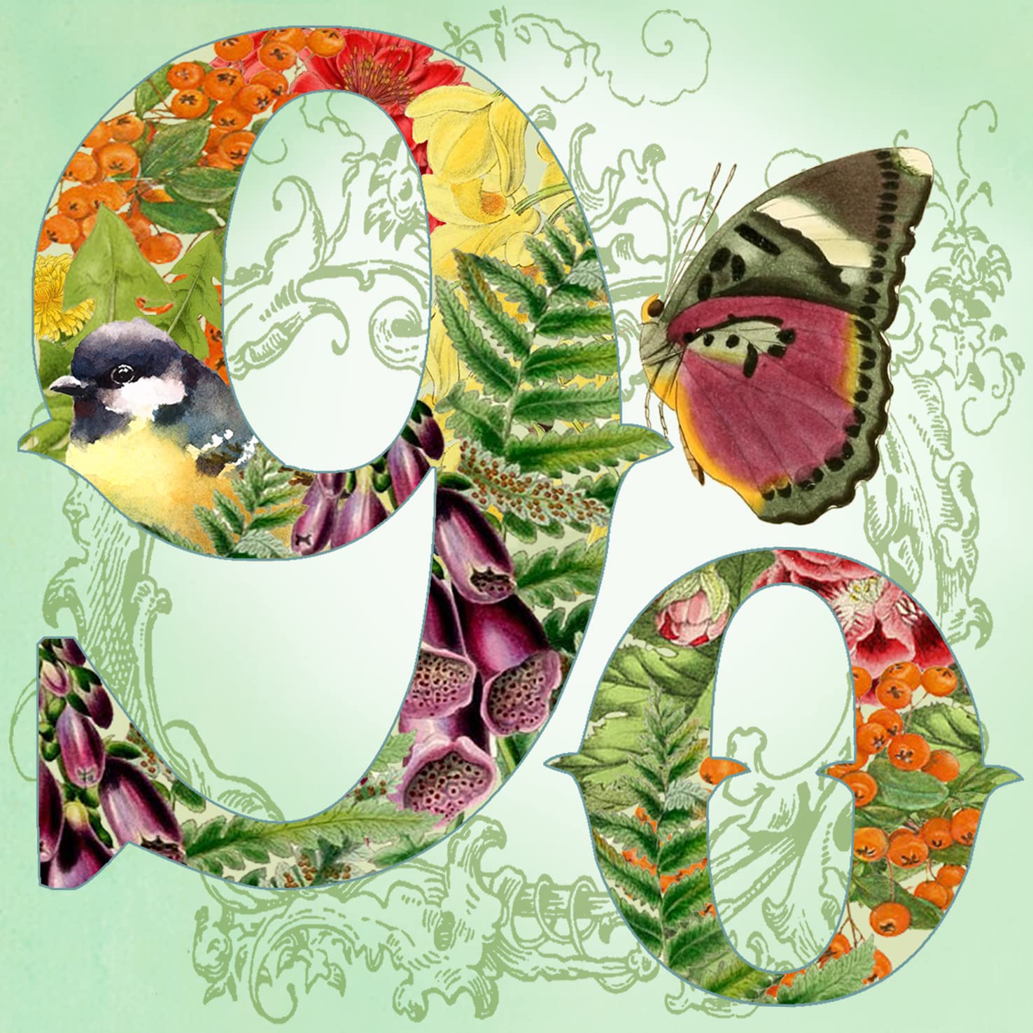 Madame Treacle 90th Garden Birthday Blank Glitter Card