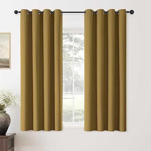 Miniatura 10 de ChrisDowa Cortinas 100% opacas de abedul liso de 96 pulgadas de largo, 2 paneles para dormitorio, sala de estar, oscurecimiento de la habitación de