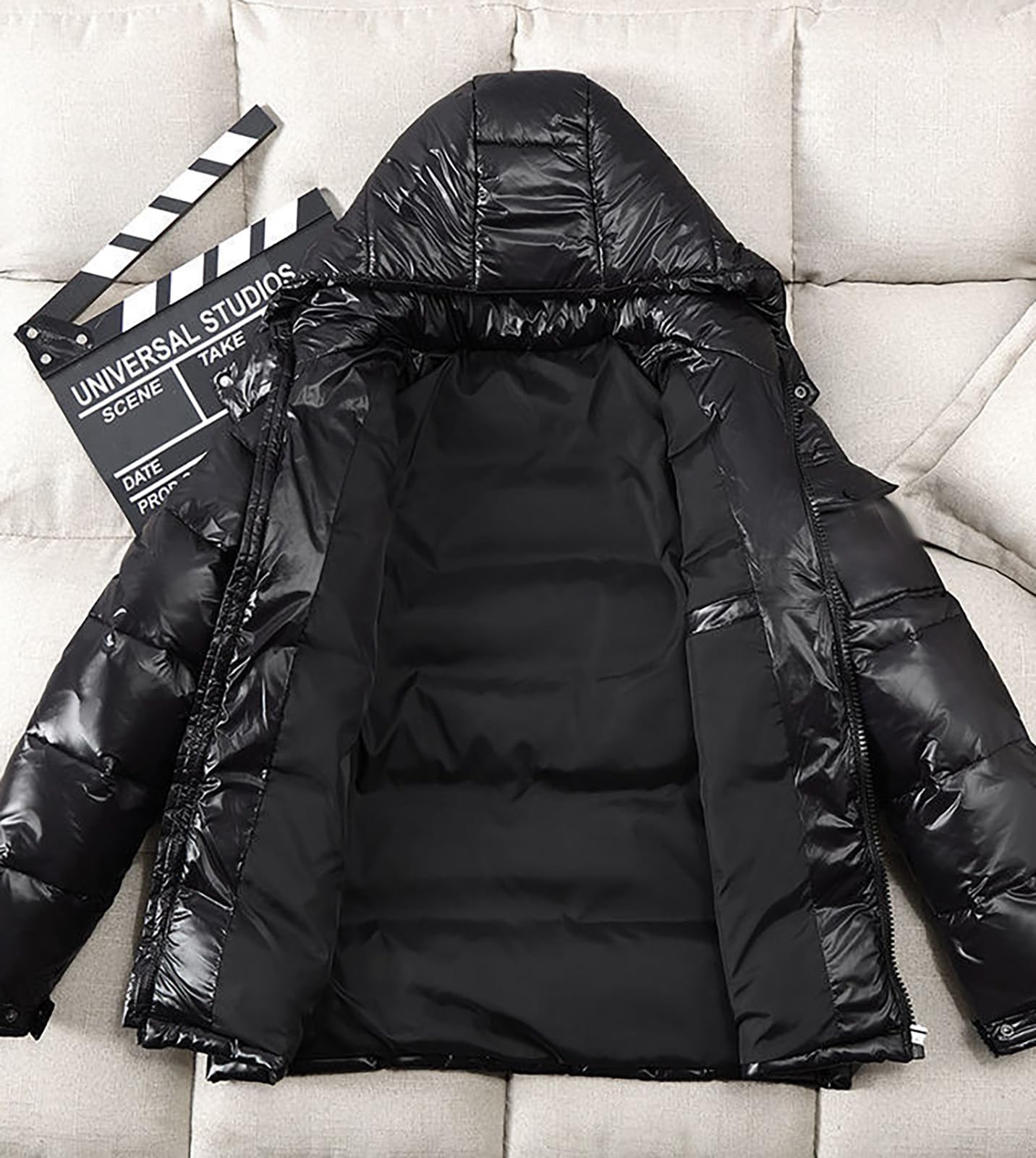 Doudoune matelassée lourde pour homme, veste de sport brillante avec capuche
