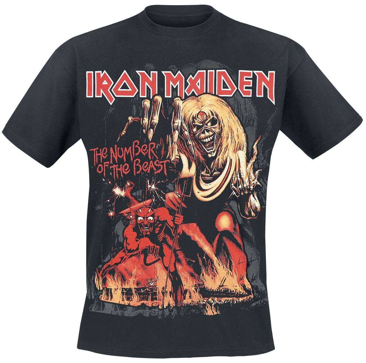 Iron Maiden Number of The Beast Graphic Hombre Camiseta Negro XXL 100% algodón Regular