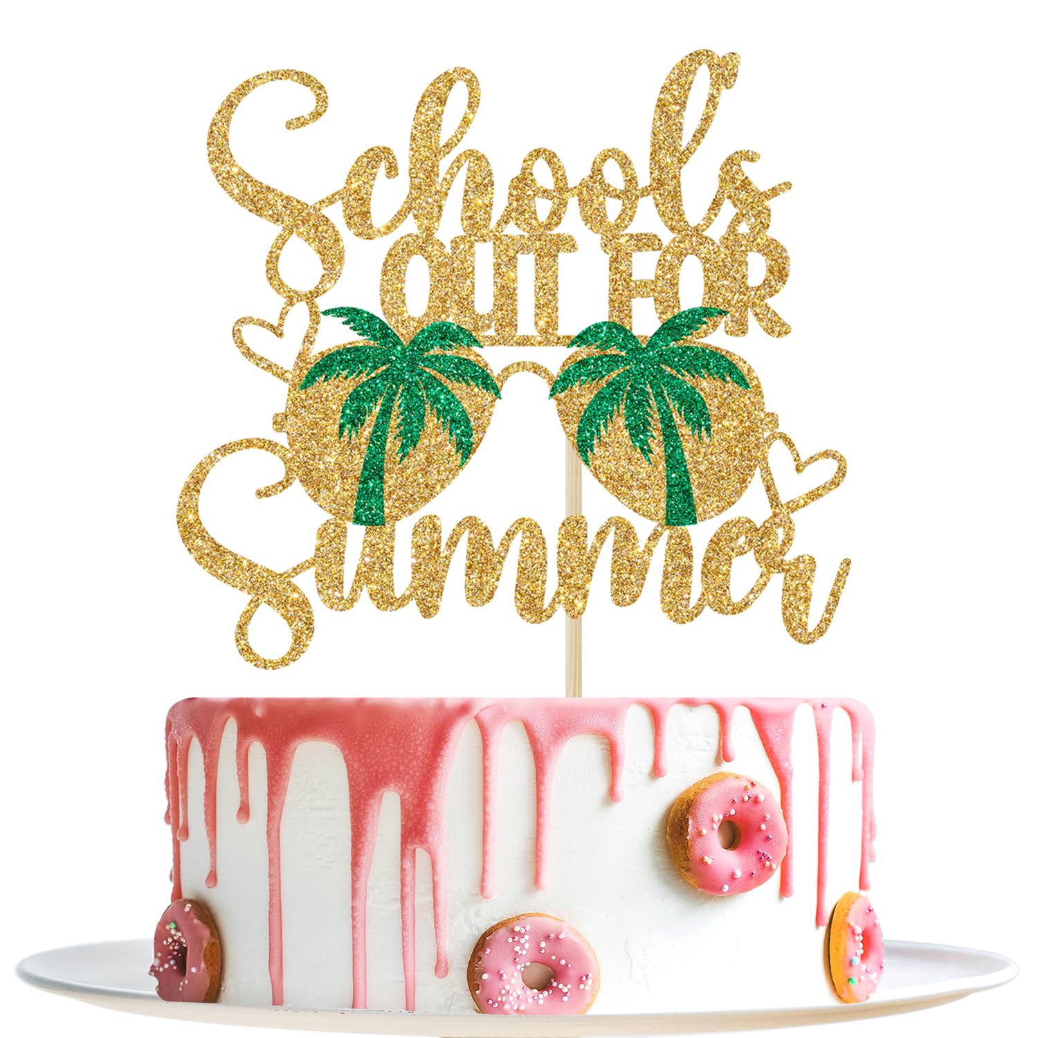 School's Out For Summer Cake Topper, Last Day of School Decorations, Goodbye School Hello Summer, Summer Vacation Party Supplies, Gold Glitter