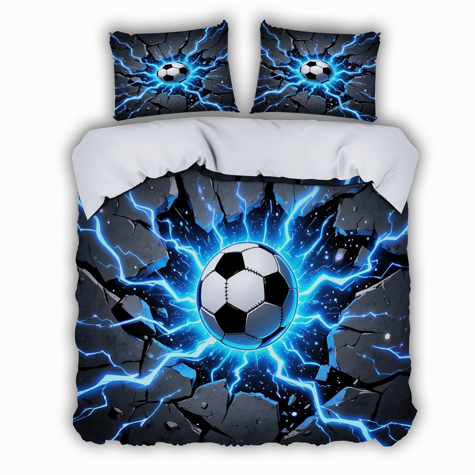 Parure de lit foot 3D pour transformer la chambre ado en véritable terrain de football de nuit