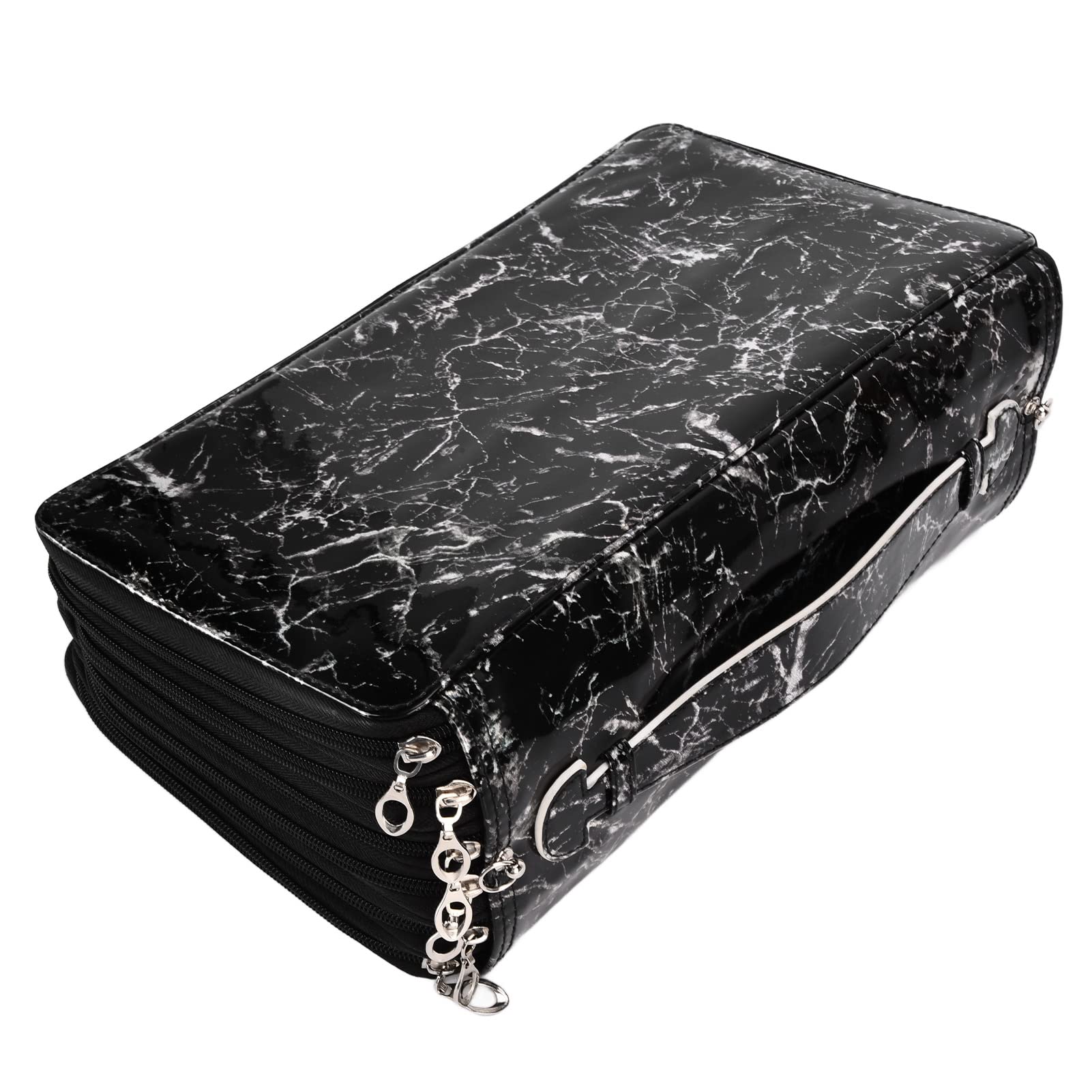 Estuche para Lápices Tela Oxford 360 Agujeros Gran Capacidad Cuidadosamente Prensado Sensación Cómoda Caja de Papelería con Cremallera Brillante con Asa 3 Colores(negro)