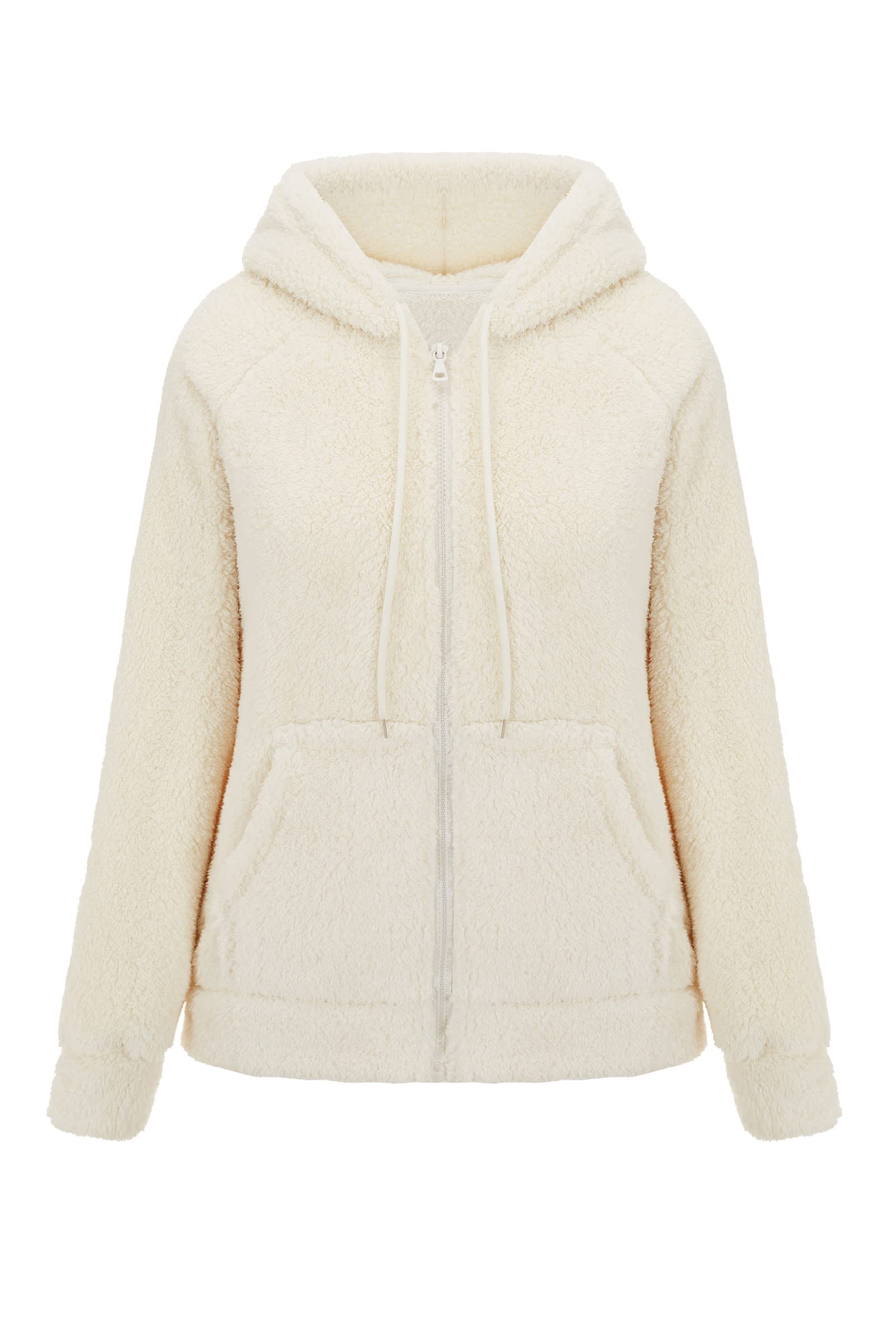RISISSIDA Women Sherpa Faux Fur Fleece Lightweight Short Jacket Hooded, Spring Fall Transitional Fashion, Cute Thin Coat