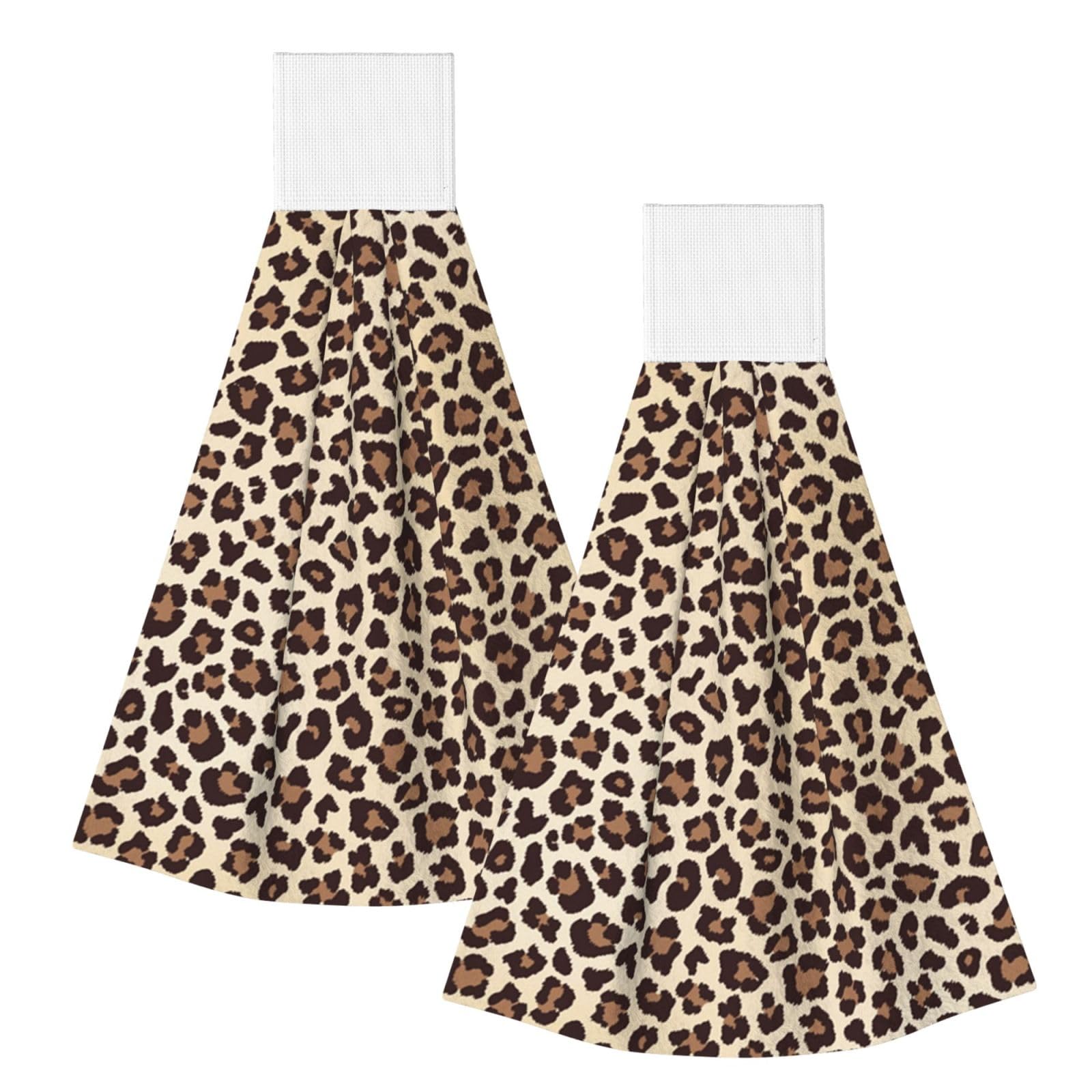 DOPKLNA Leopard Print, 2 Pcs Hanging Coral Fiber Hand Towels for Bathroom, Absorbent Kitchen Towels